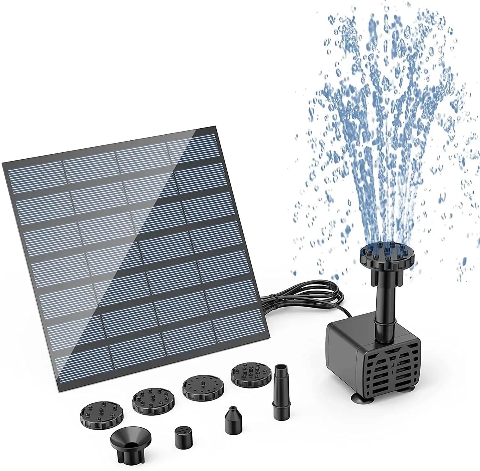 Pompka Słoneczna Pompa solarna do fontanny 2,5 W, z 6 dyszami i 4-stopową rurą wodną, ​​pompa zasilana energią słoneczną do kąpieli ptaków, stawów, ogrodu i innych miejsc Solarna pompa fontannowa(A-1.