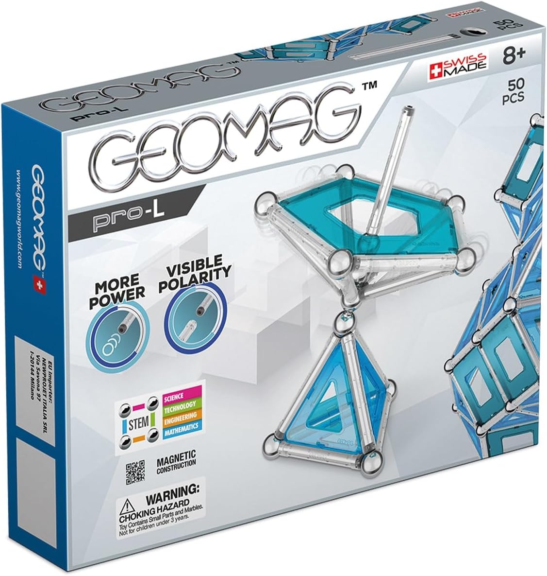 Geomag 022 Pro-L Panel Kit, 50 Piece Magnetic Construction Set, Toys, Building Multicolour