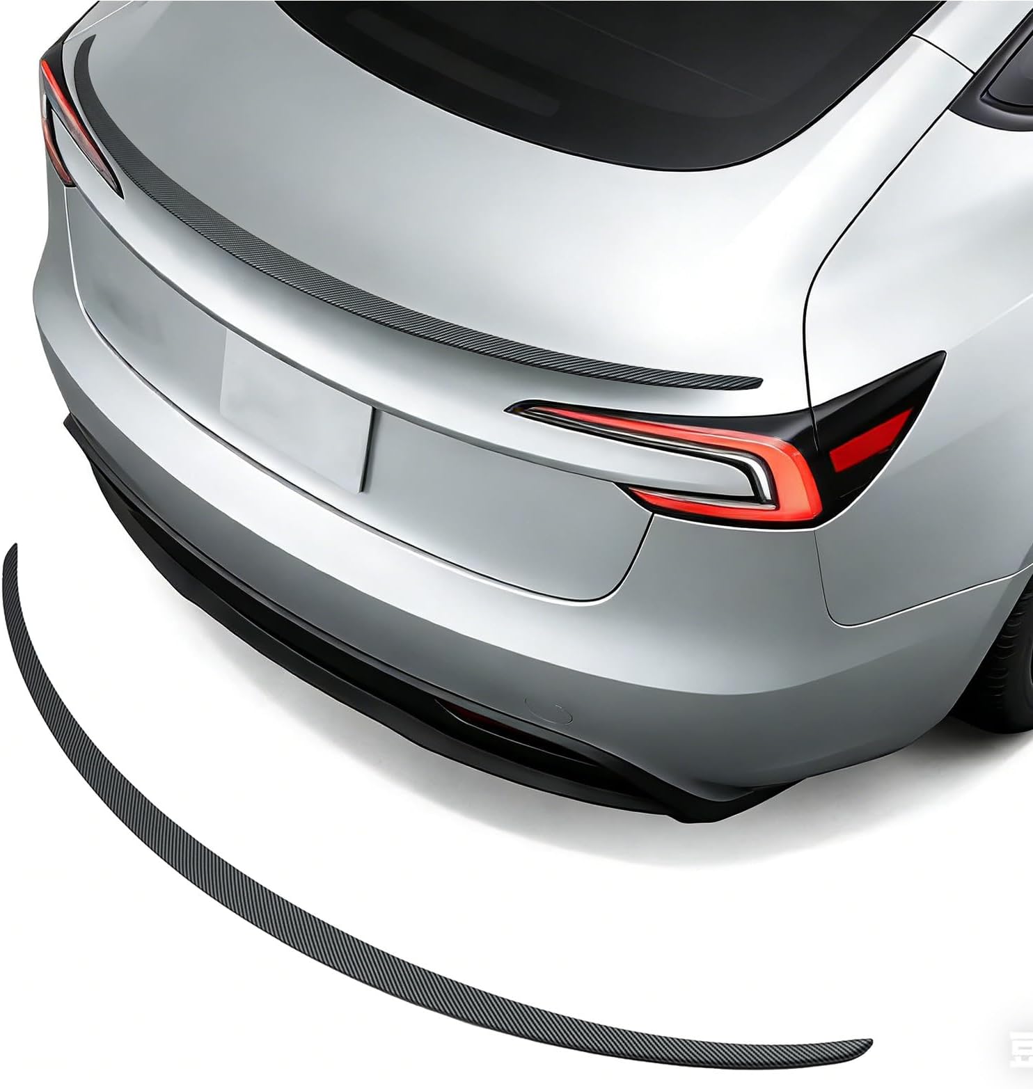 Dermon Rear Spoiler Trunk Wing for Tesla Model 3 2024 2025 2026 Highland Upgraded ABS Material Duckbill Trunk Tail Lip Sporty Performance Factory Style Glossy Carbon Fiber Look Exterior Accessories