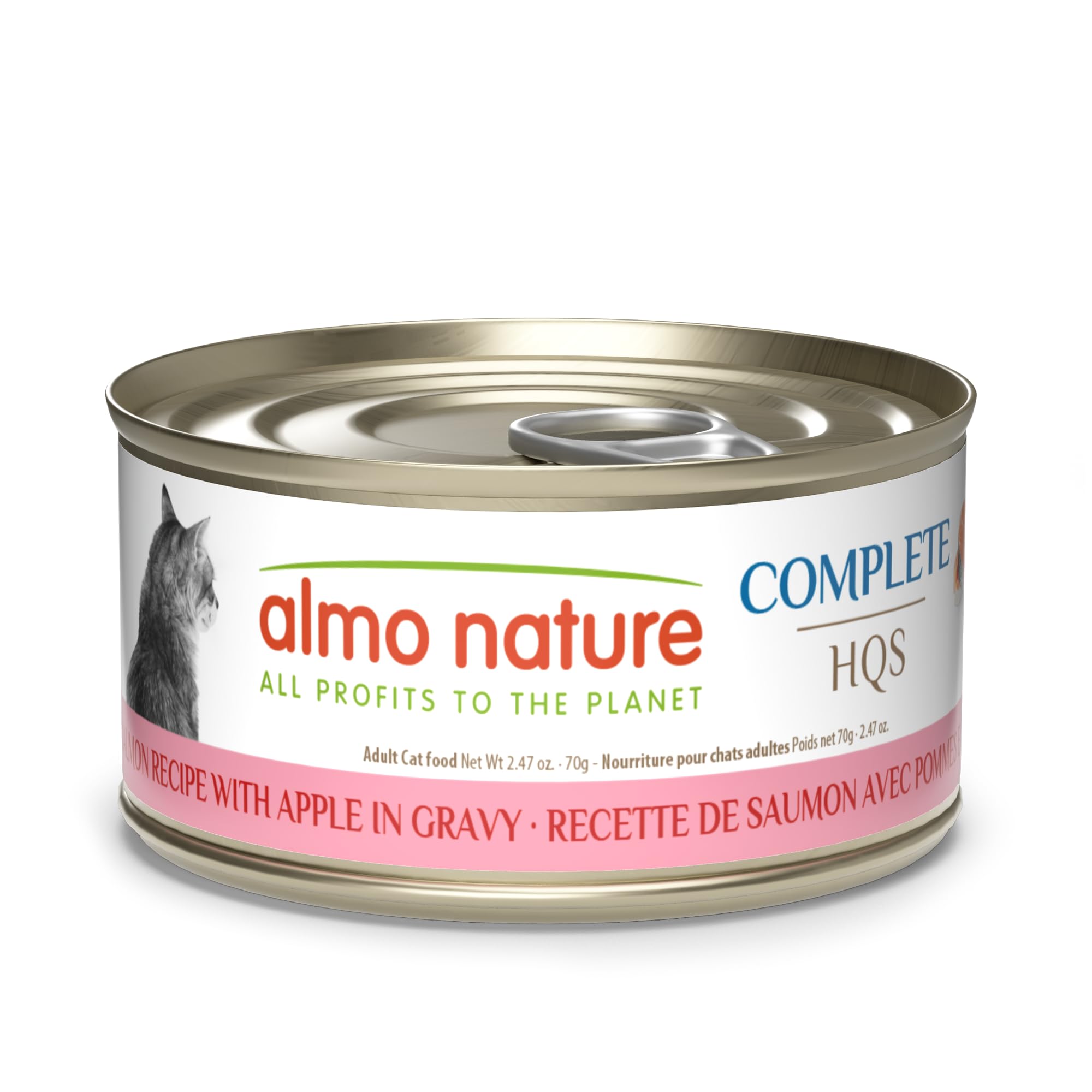 HQS Complete CAT Wet Cat Food Salmon Recipe with Apple in Gravy - Grain-Free Cat Food Canned, 2.47 oz (Pack of 12)