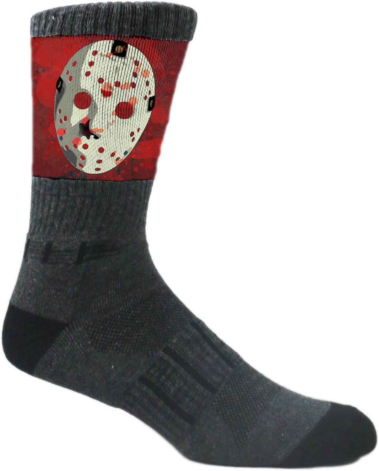 MOXY Socks Halloween Slasher Crew Socks 3-Pack, Charcoal Mid-Calf Cotton Blend, Breathable Everyday Comfort, Reinforced Heel and Toe, Stay-Up Fit for Costumes and Casual Wear