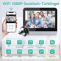 HAPYTHDA WiFi Ajtókamera 1080P HD Videóval, Kétirányú Hanggal, Éjjellátóval és Mozgásérzékelővel, 4,3" Monitorral, 120° Látószöggel, Mobilal 7