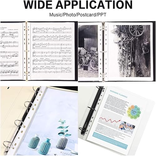 Miniatura 6 de HERKKA - Protectores de hojas, paquete de 500 protectores de páginas de plástico transparente reforzados con 11 agujeros para carpetas de 3 anillas,