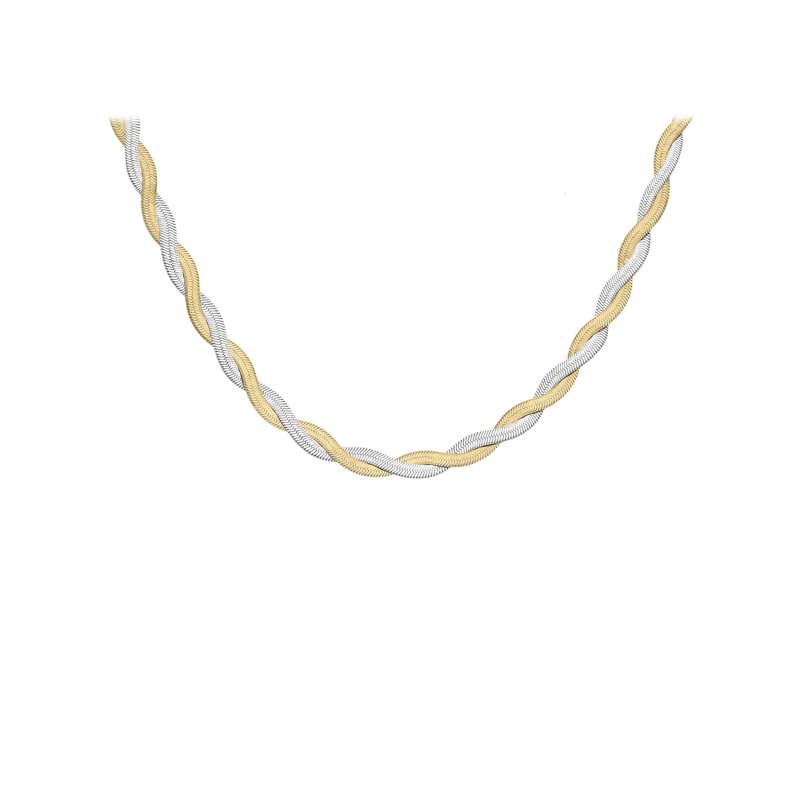 Collana a Cravatta con Catena Forzatina e Nodi Bicolori Oro 375