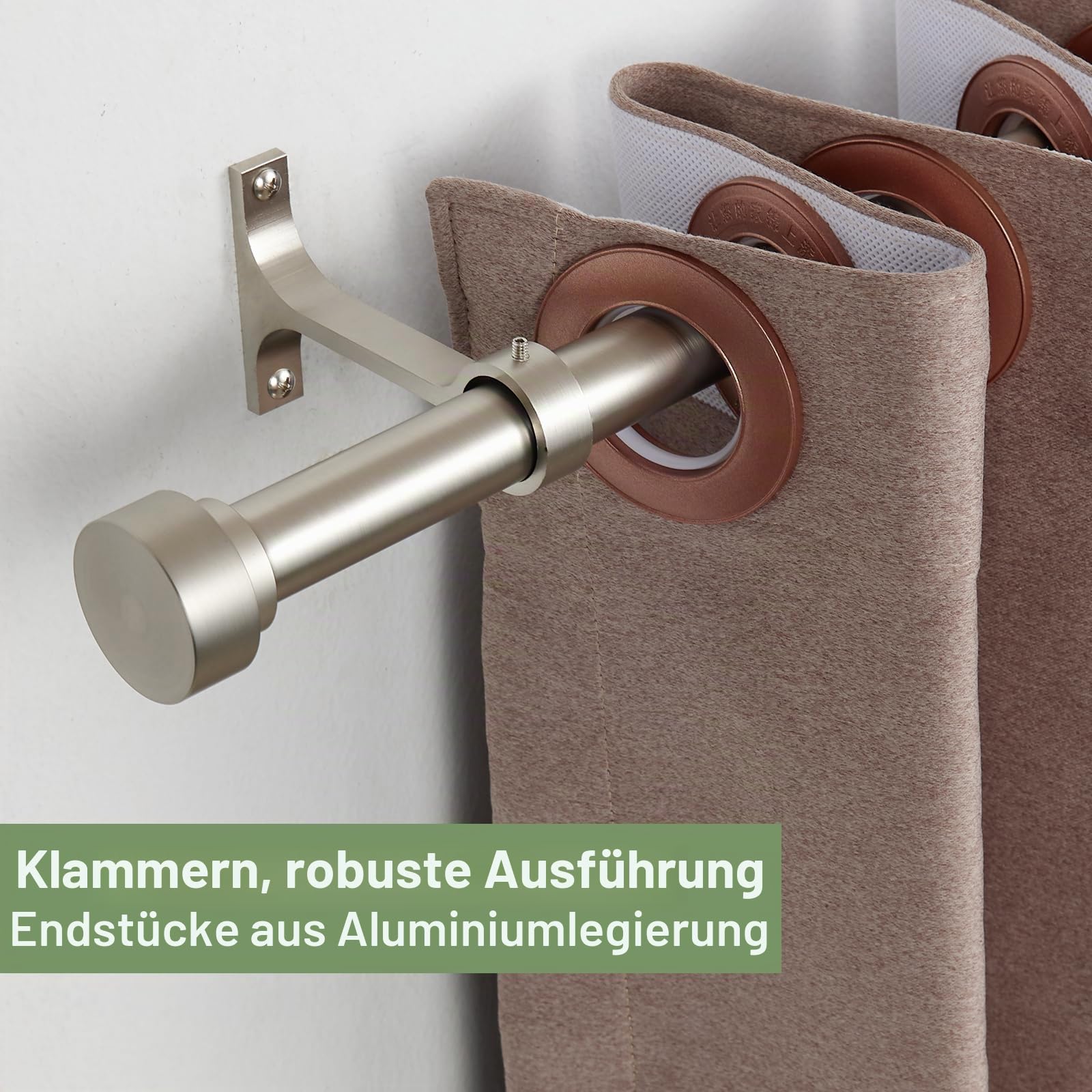 Gardinenstangen, 40,6–218,4 cm, Durchmesser 2,5 cm, Spleiß- und Teleskopstruktur, Fensterbehandlungsstangen-Set, verstellbare Gardinenstangen, robuste Stange, Matte Nickel