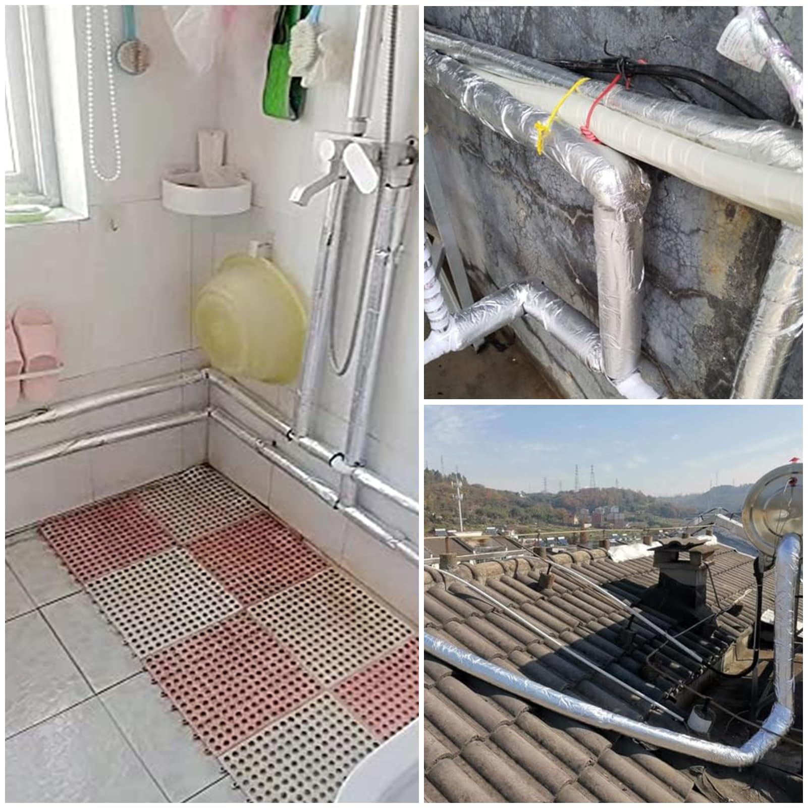 Schaumstoff Schlauch Rohrisolierung, Rohrisolierung Isolierschlauch mit Aluminiumfolie, Innendurchmesser 76/89/114/168mm,für Innen Außenwasserleitungen, Klimaanlagen (ID)114mm x (T)30mm x (L)0.95m
