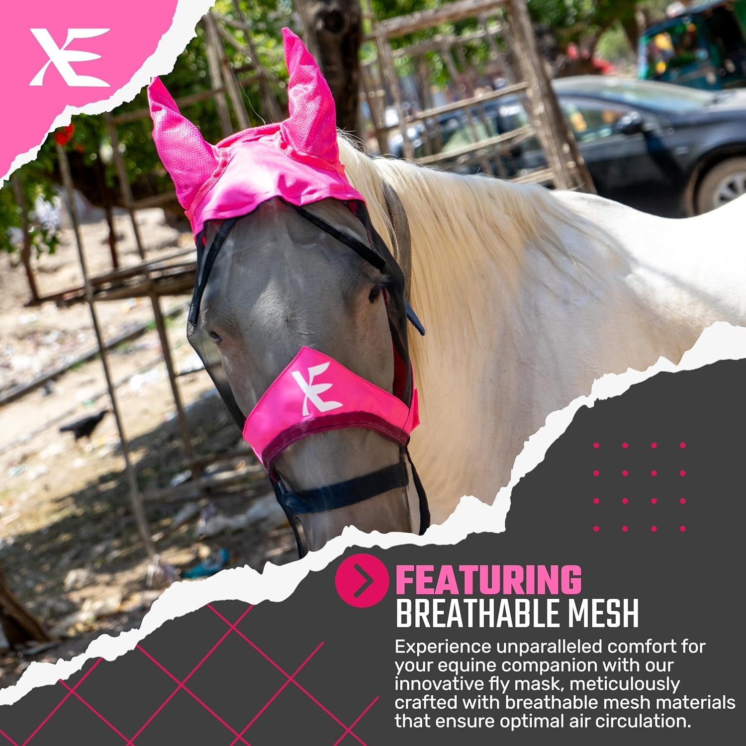 Maschera Protettiva Per Cavalli Con Rete UV - Protezione Completa Da Mosche E Raggi Solari - Foto 11