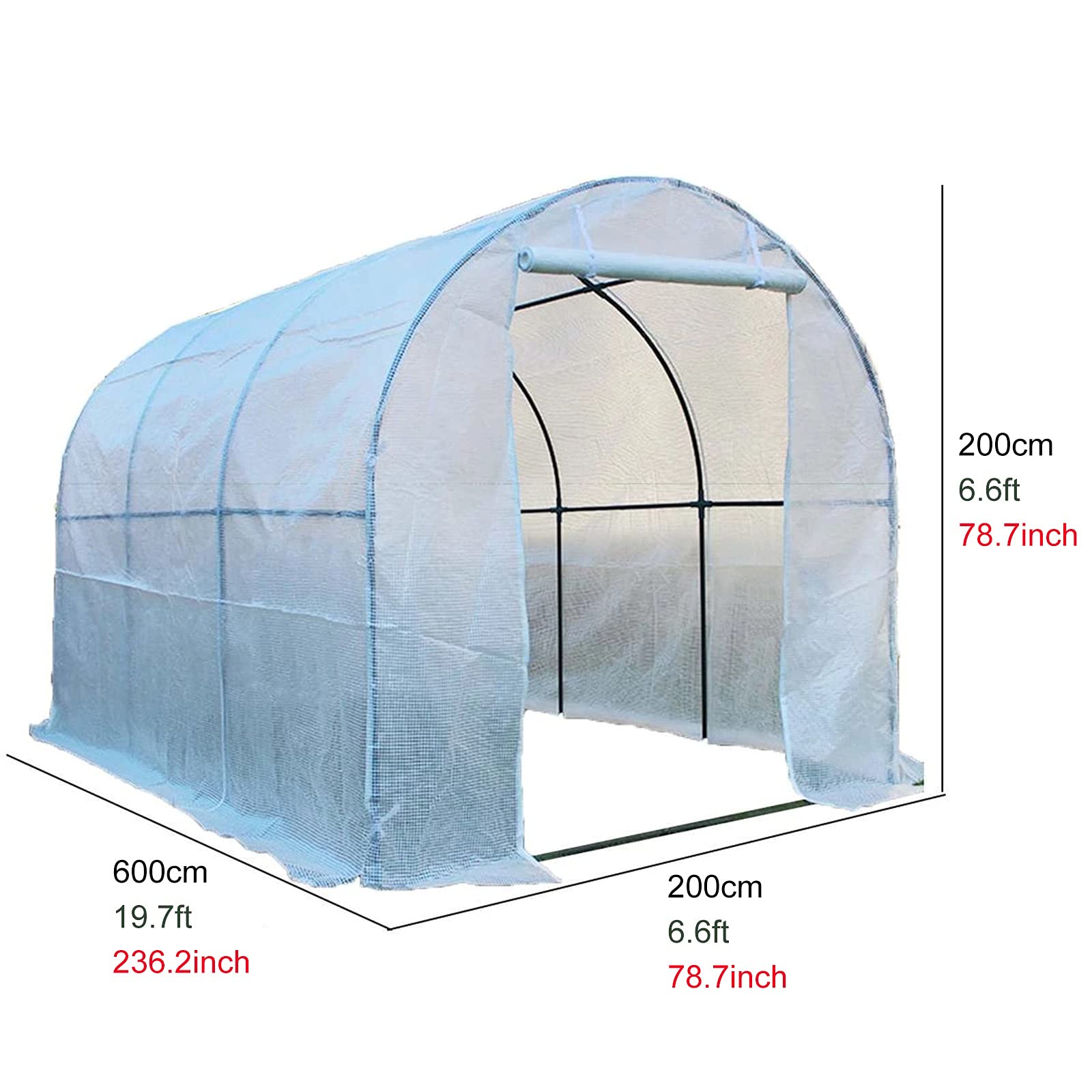 Serra da Balcone Giardino Fuori da casa verde con struttura in metallo resistente, Grande Passeggiata nel Polytunnel della serra 2m / 3m / 4m / 5m / 6m di lunghezza, Giardino della pianta del pomodoro