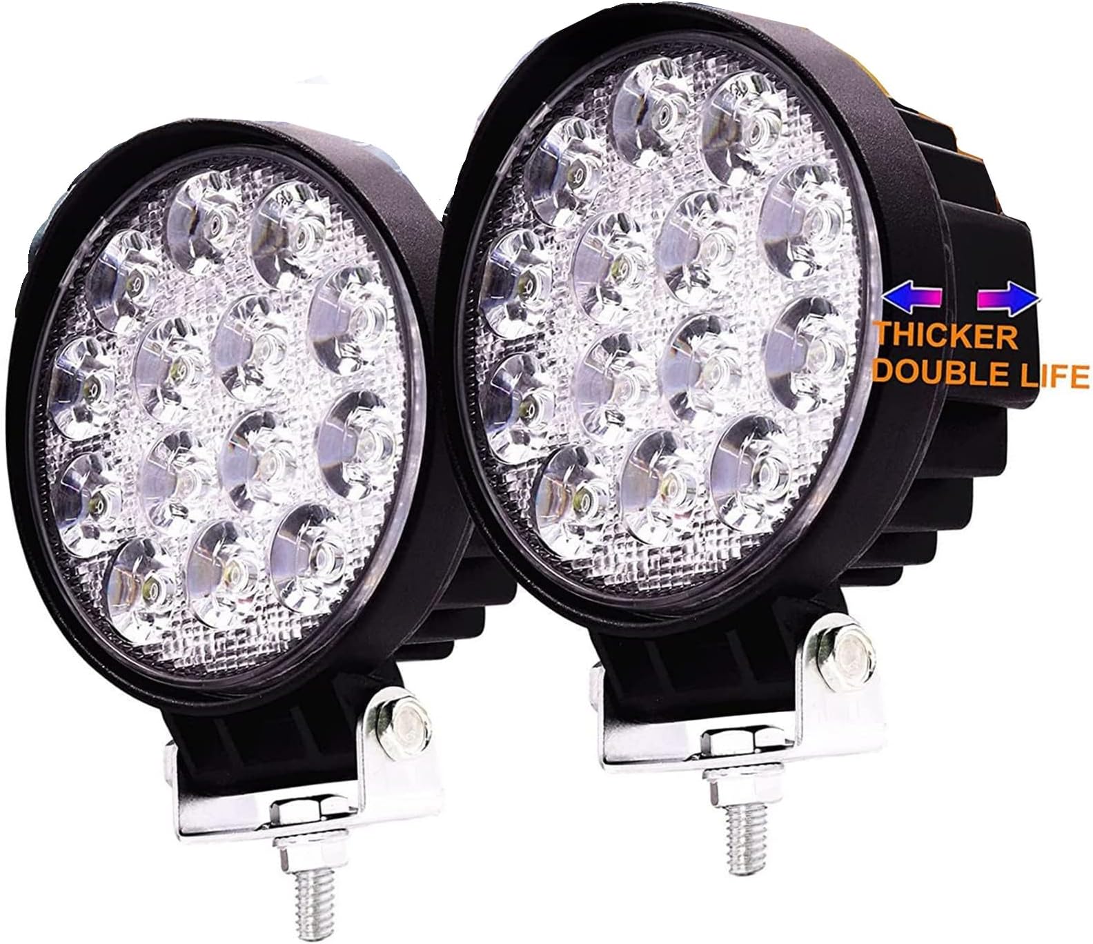Round Offroad Led Spotlights, 4.5" Led Offroad Pod Lights Bar Roof Lights Bumper Auxiliary Lamp 42W 12V 24V for Truck Tractor