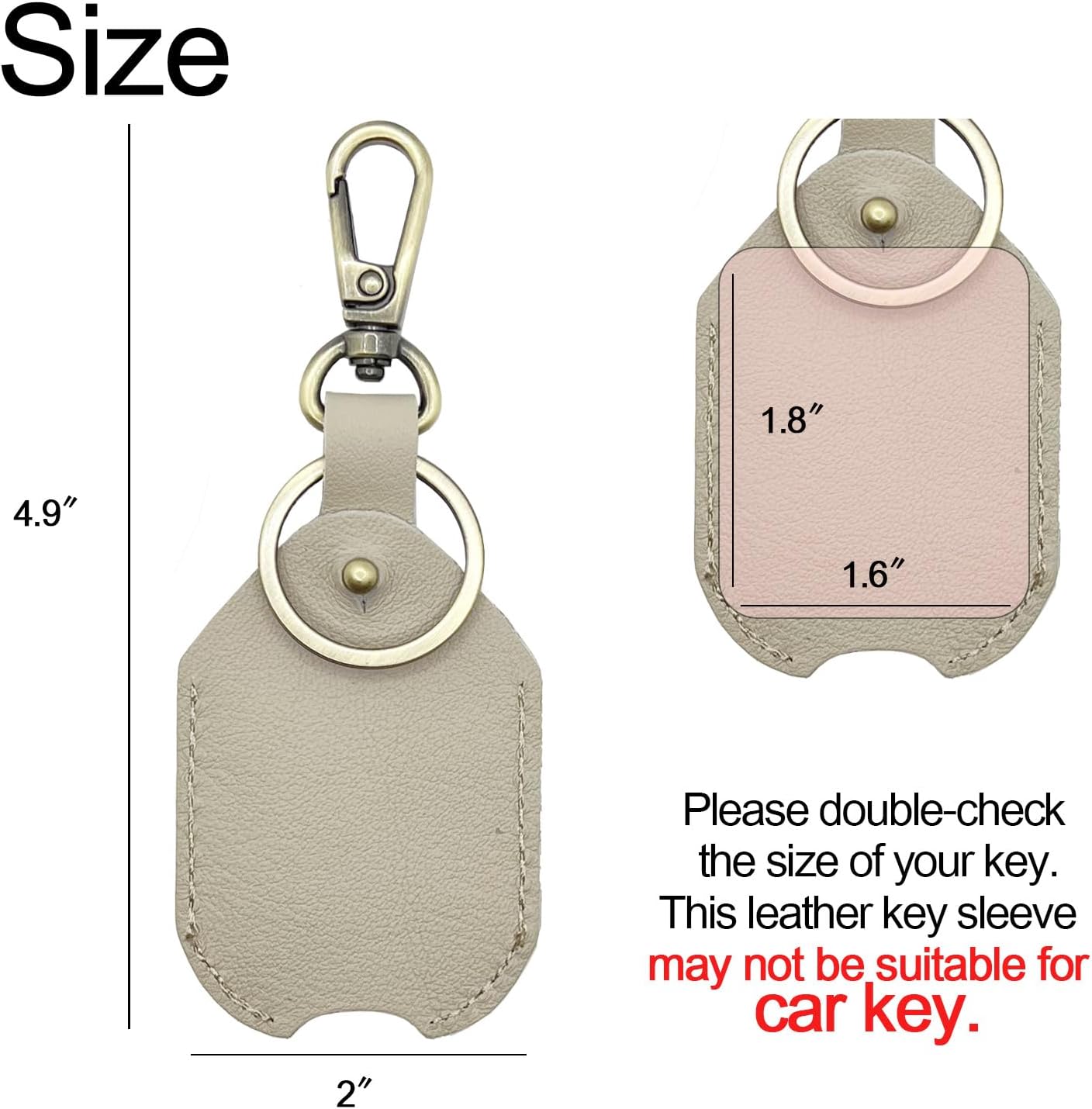 Handmade Genuine Leather Car Key Sleeve for Broken Key,Car Key Loop Replacment,Fod Protector Cover for Men or Women