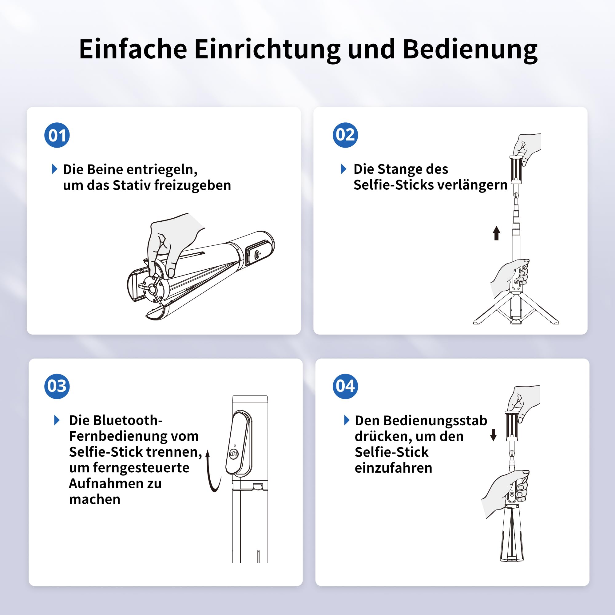 ATUMTEK Selfie Stick Stativ, 3-in-1 Ausziehbares Aluminium Handy Stativ mit kabelloser Bluetooth-Fernbedienung, Kompatibel mit iPhone 17/16/15/14/13/12 mini/11 Pro und Samsung Smartphones, Schwarz