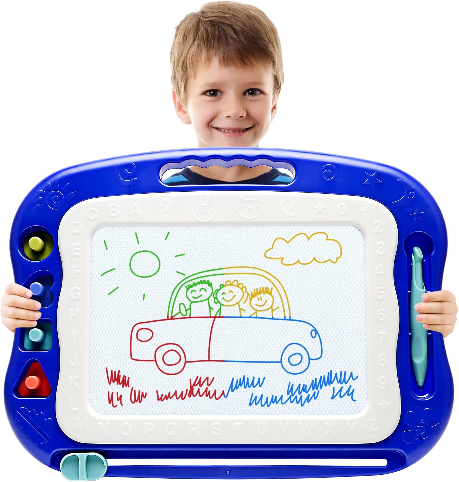 vusum Magnetic Drawing Board,Large Doodle Board Toddler Toys for Girls Boys 3 4 5 6 7 Year Old Kids Gift Etch A Colorful Sketch Magnet Erasable Pad (Blue)