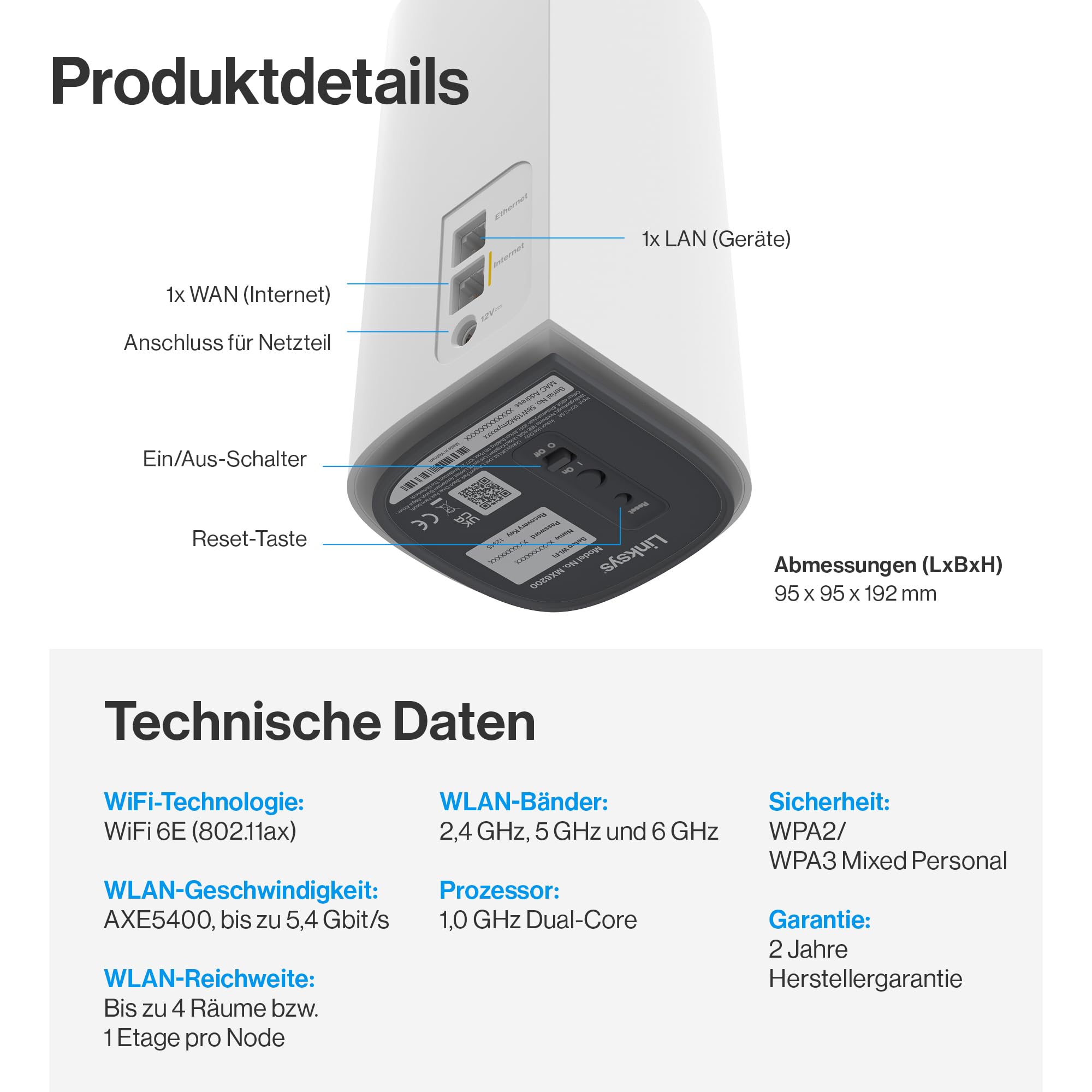 Linksys Velop Pro WiFi 6E Mesh-System MX6203-KE – Cognitive Mesh-Router mit 6-GHz-Band-Zugriff und 5 – Bild 7