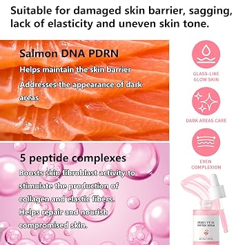Salmon DNA Peptides Serum For Face, PDRN Serums with Niacinamide,5 Peptides Complex Designed to Support Skin Firmness, Elasticityn, Hydration Moisturizing, Uneven Skin Tone Korean Skincare