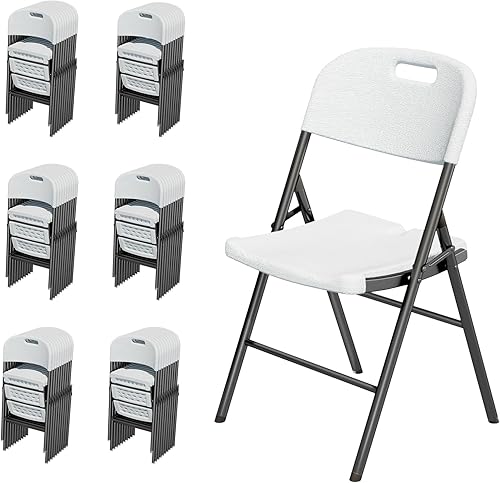 Miniatura 27 de Paquete de 10 sillas plegables negras, sillas plegables de plástico para interiores y exteriores, capacidad de 159 kg, silla plegable portátil para