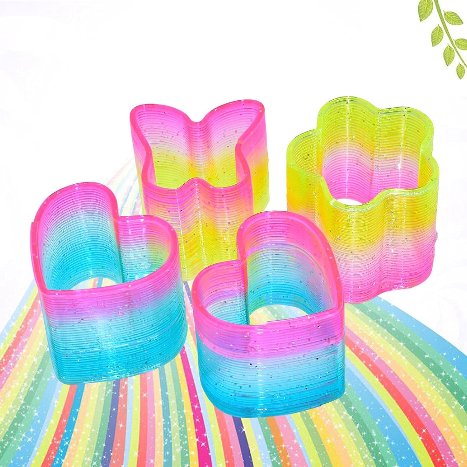 Liberty Imports 24 PCS Mini Rainbow Magic Springs Multi-Shape Assortment in Bulk for Birthday Party Favors, Prize, Goodie Bag Fillers (2 Inches)