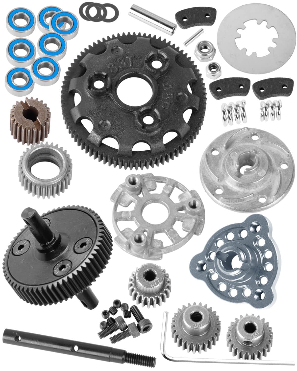 RCMYou 83T Spur Gear(48-Pitch) Transmission Gears Spur Gear with 21T/23T/25T Pinions Gear Upgrades Part for 1/10 Slash/Rustler/Stampede/Bandit 2wd VXL,Titanium