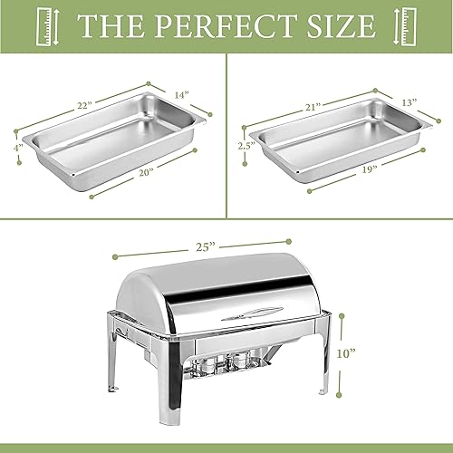 Miniatura 7 de Plato Deluxe Chafer - Capacidad de 8 cuartos de galón, tamaño completo SS, rectangular, incluye bandeja de alimentos, bandeja de agua y soportes de