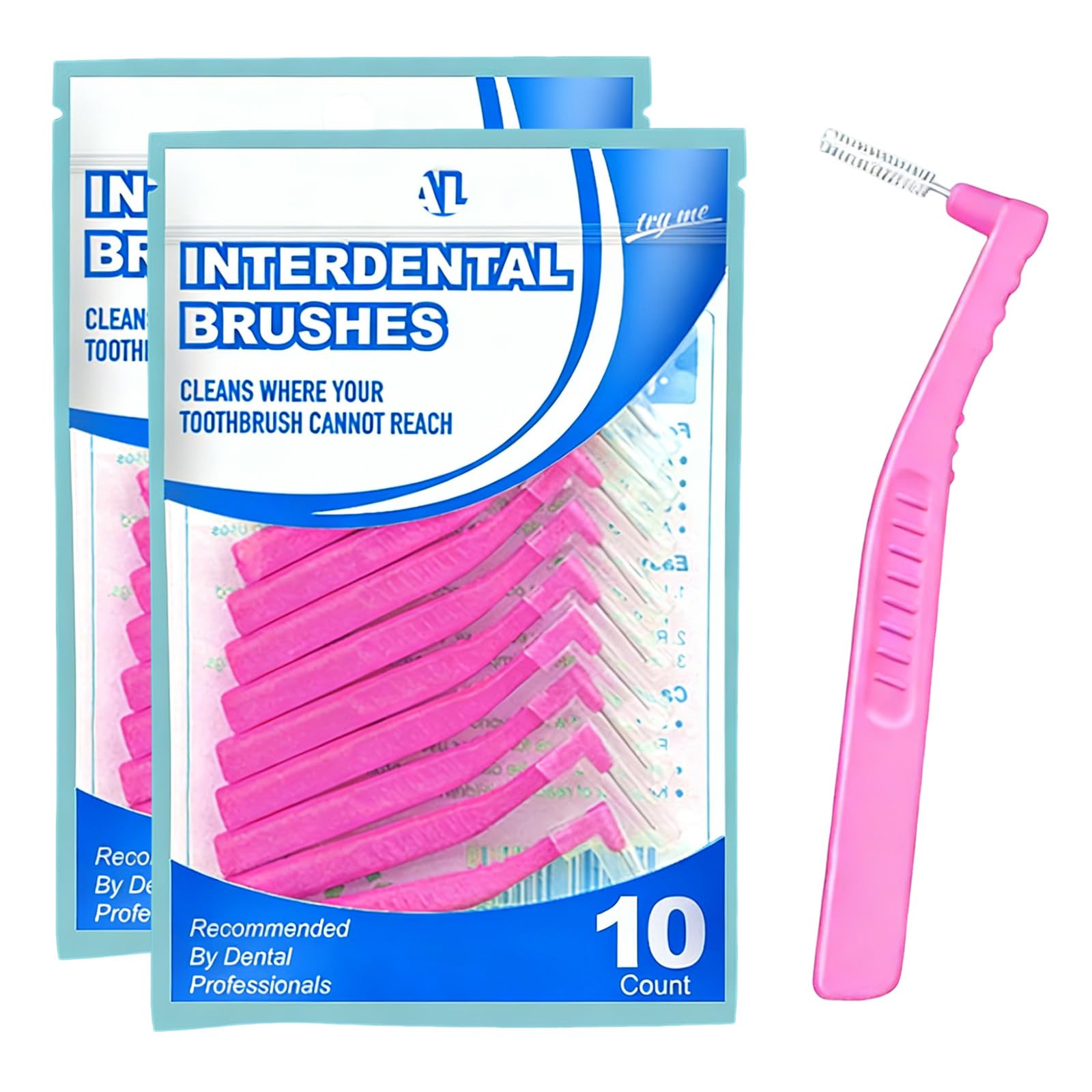 20PCS Interdental Brushes, Dental Picks for Teeth Cleaningwith Cap, Essential Dental Picks for Oral Hygiene Tooth Floss, Braces and Bridges, Portable Oral Care Kit for Plaque Removal (Pink)