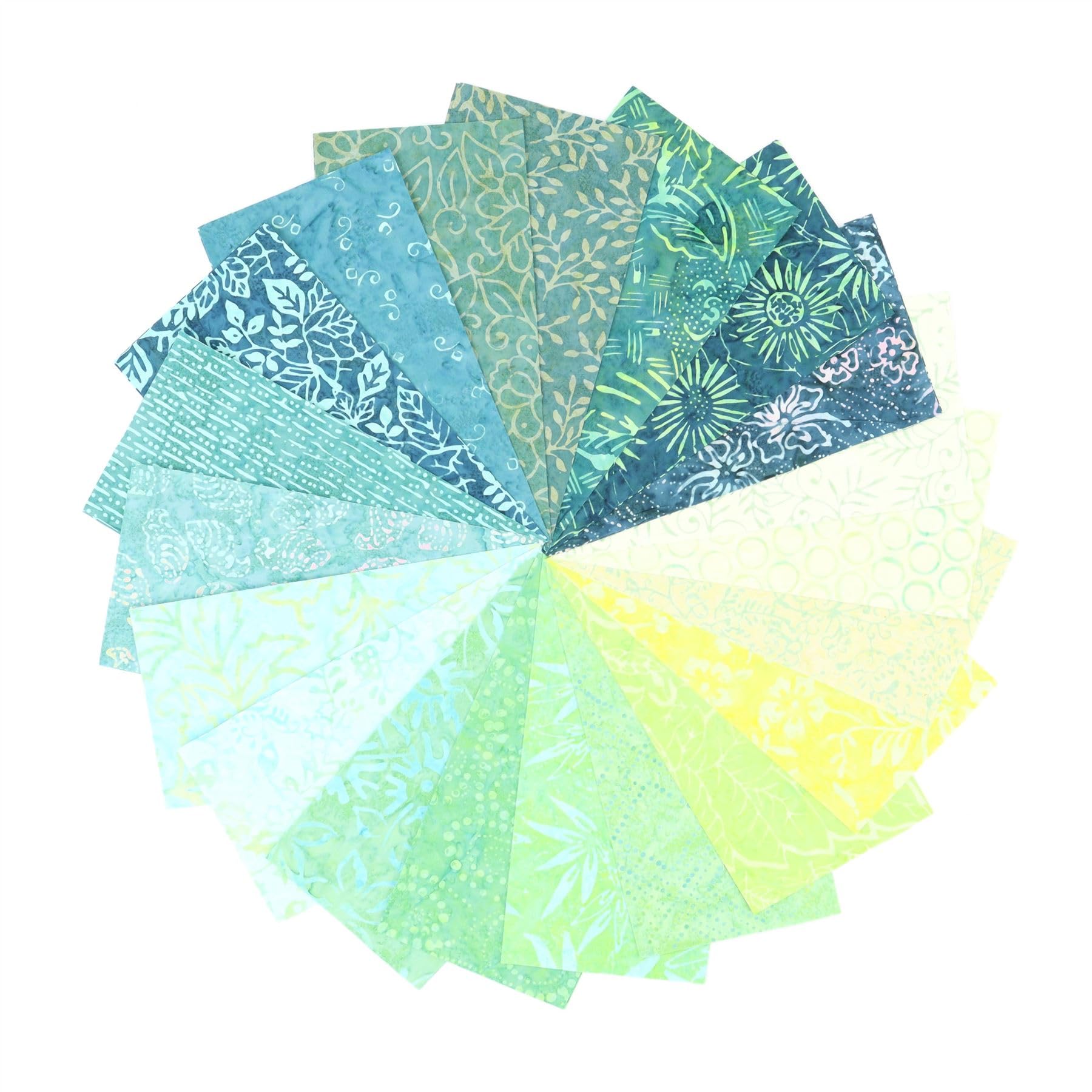 LOUDelephant Cotton Batik Pre Cut Fabric Bundles Jolly Bar Glade Green 5" x 10" 12.7cm x 25.4cm Rectangles