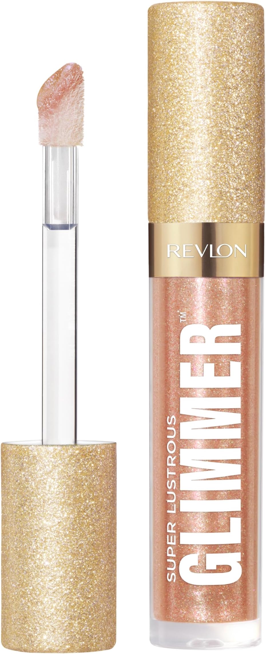 Super Lustrous Glimmer Gloss, Non-Sticky Hydrating Lip Gloss, High-Shine Sheer Shimmery Finish, Plant-Based Glitter, 004 Happy Hour, 0.13 fl oz