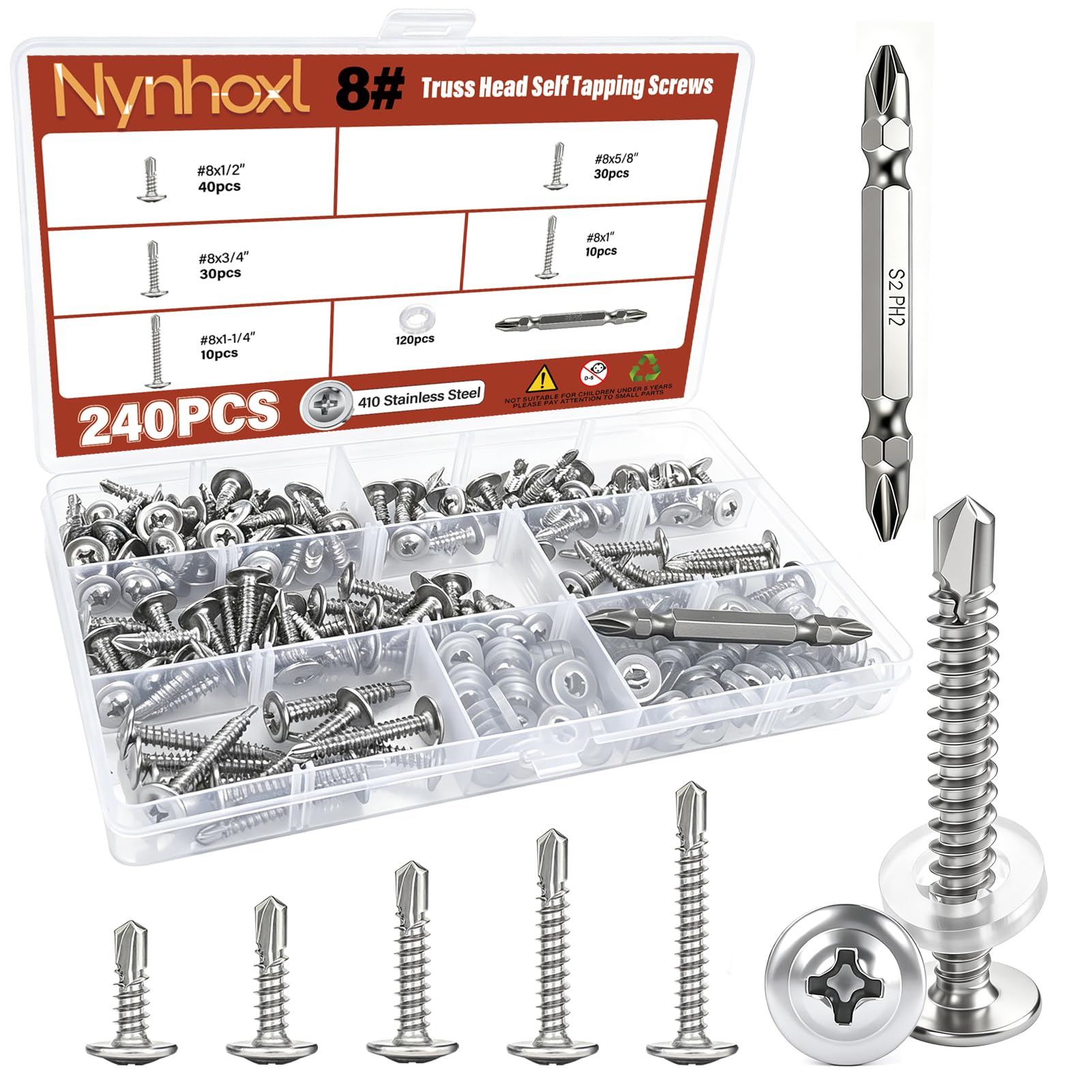 Self-Tapping Screws - 300 Pack #8 x 3/4" -11