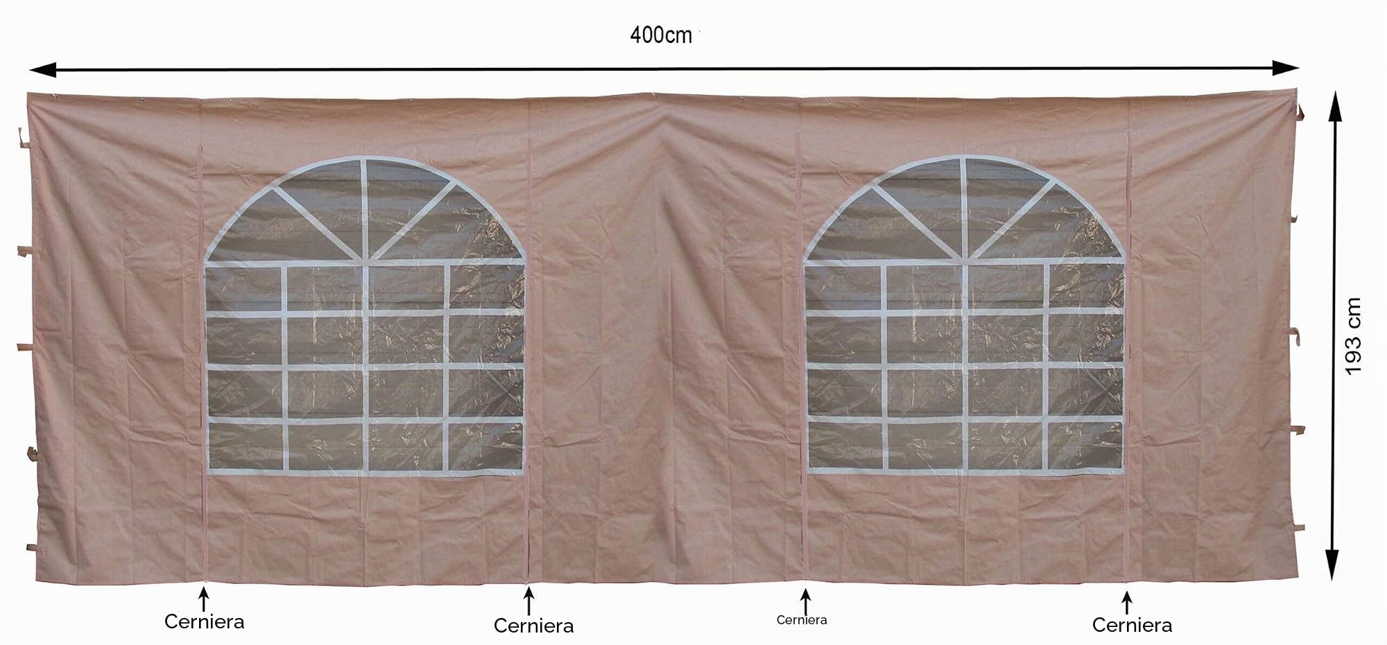 QUICK STAR 2 pareti laterali con finestra in PVC per gazebo Lounge Sahara 4 x 4 m parete laterale sabbia