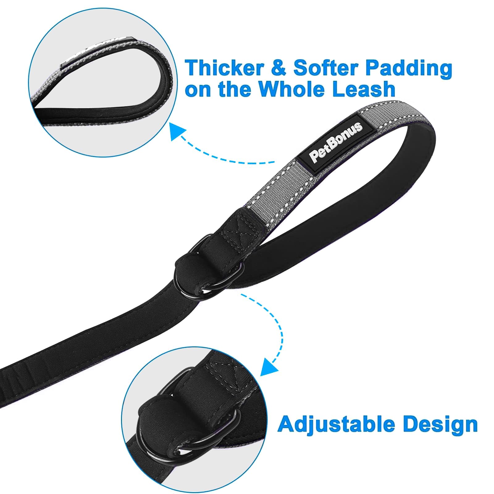PetBonus Short Dog Lead, Safety Wrist Strap for Retractable Dog Lead Reflective Design and Adjustable Soft Padded Handle - Image 3