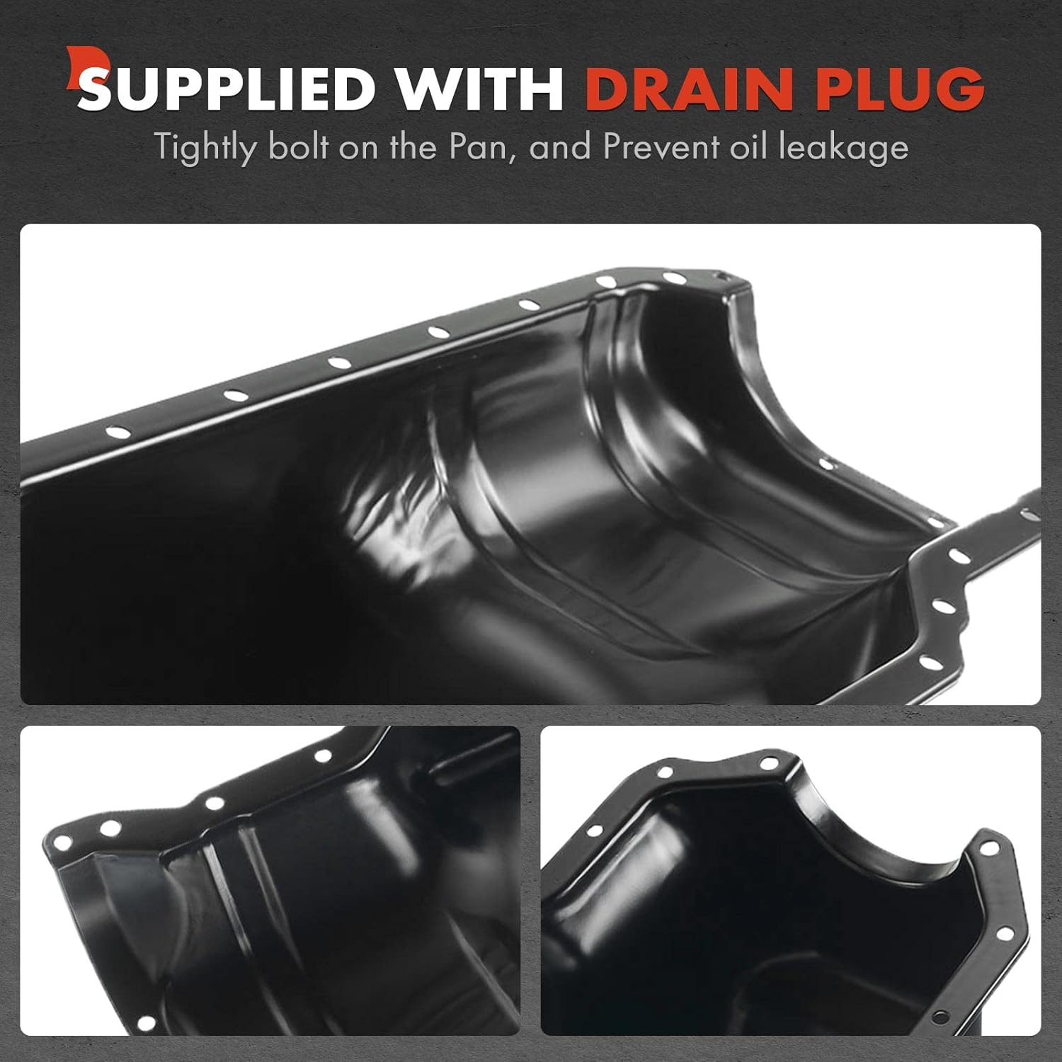 A-Premium Engine Oil Pan Sump with Drain Plug Compatible with Jeep Cherokee 1987-1995, Comanche 1987-1992, Wagoneer 1987, Wrangler 1987-1995, L4 2.5L