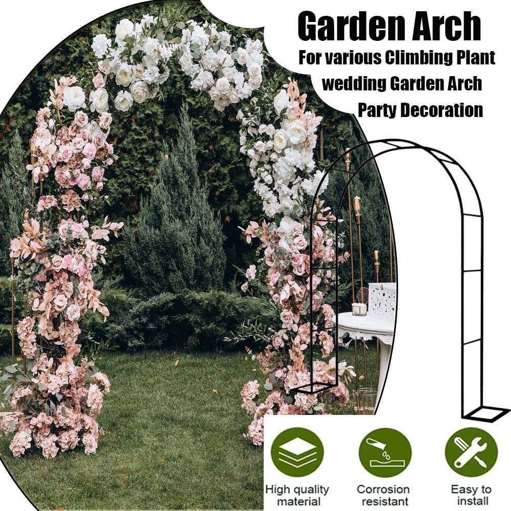 Arbor - Arco da giardino in metallo, traliccio per piante rampicanti, resistente alle intemperie, base durevole, dimensioni regolabili da 1,2 x 2,2 m a 3,5 x 2,2 m, elegante finitura nera