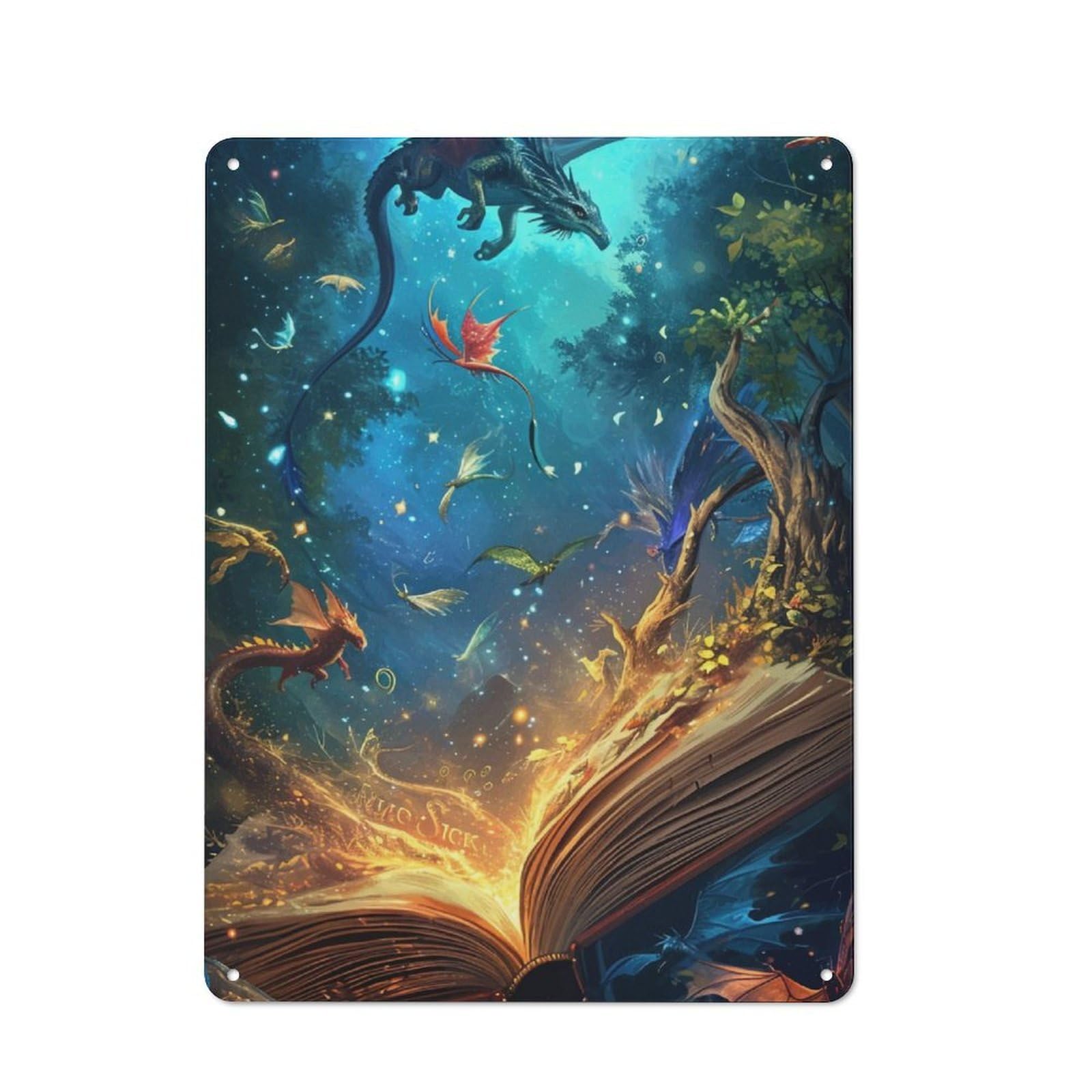 Junmoney Books Fantasy Magic Retro Metal Wall Sign 40X30cm With For Bar Or Restaurant, A Housewarming Gift For Hospitality Decor Collectors
