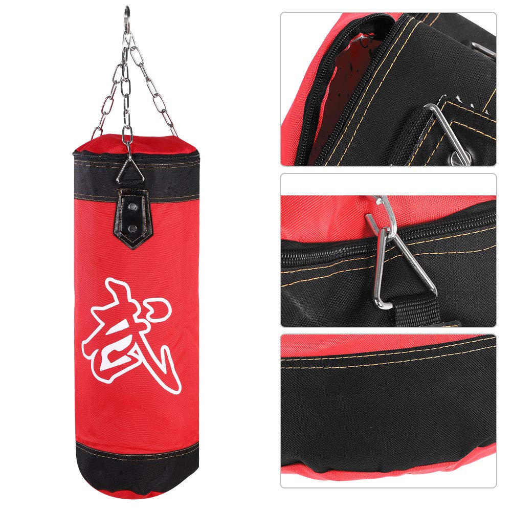 CCYLEZ Saco de Vacío para Entrenamiento de Boxeo, Sacos de para Fitness, Material de Tela Oxford, con Cremallera, para Hacer Ejercicio(Rojo, 60 cm / 23,6 Pulgadas)