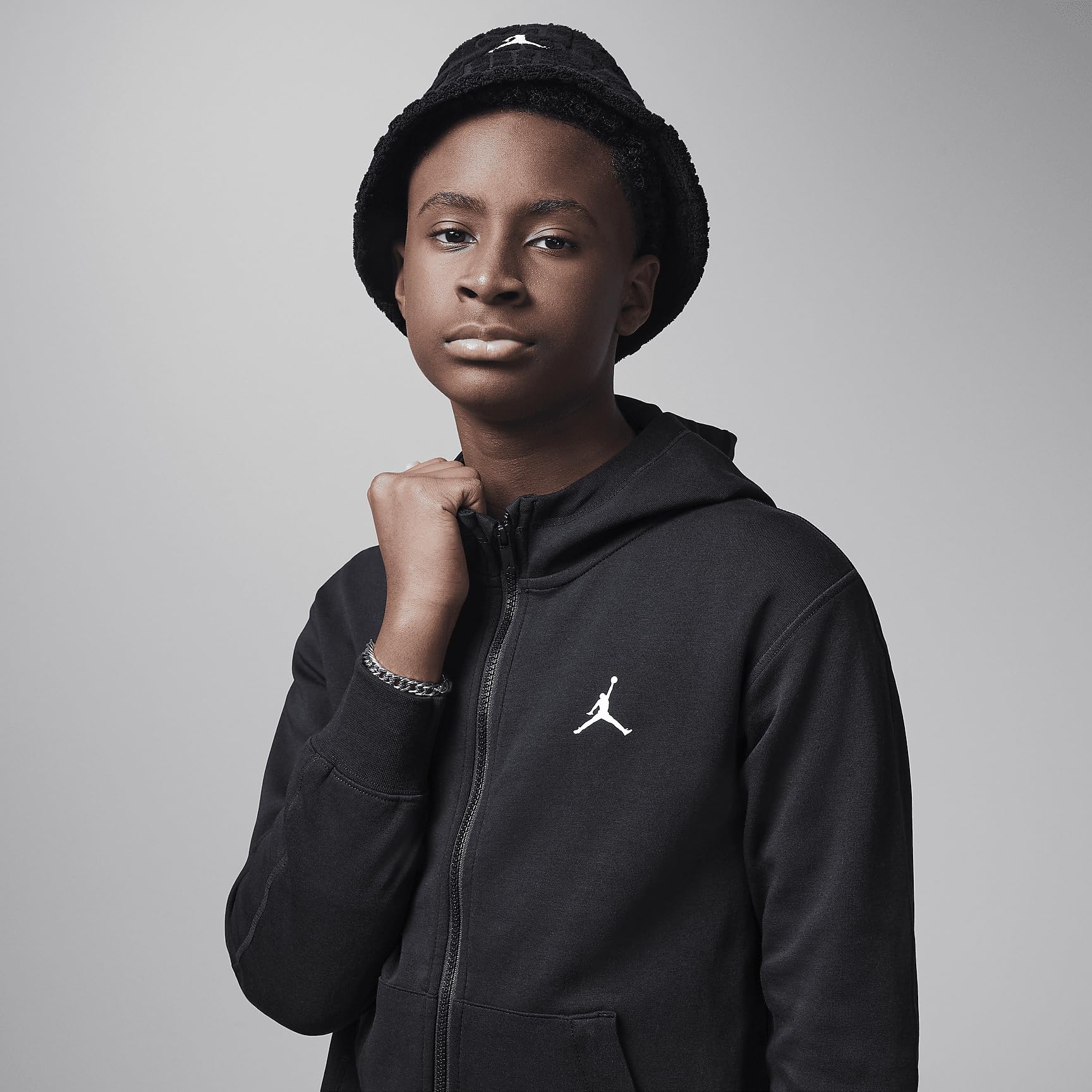 Jordan Dri-FIT Sport duża dziecięca bluza z kapturem polarowa z zamkiem na całej długości (95D273-023, czarna)
