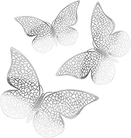 Vista 10 de 150 calcomanías 3D de mariposa 3D extraíbles para decoración de pared de baby shower, fiesta, boda, fiesta (morado)