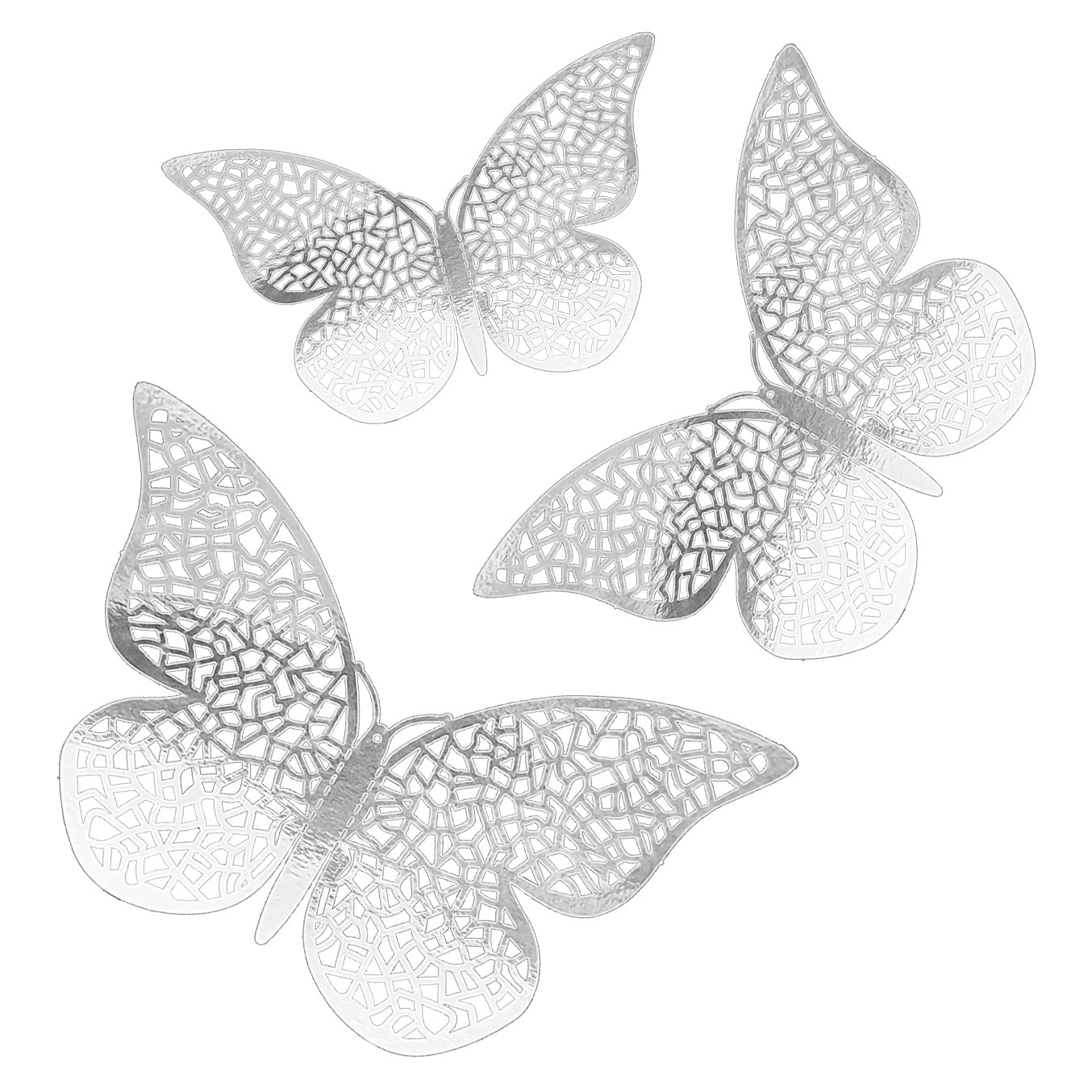 Papillon 3D amovible pour fête prénatale et décoration de mariage argenté