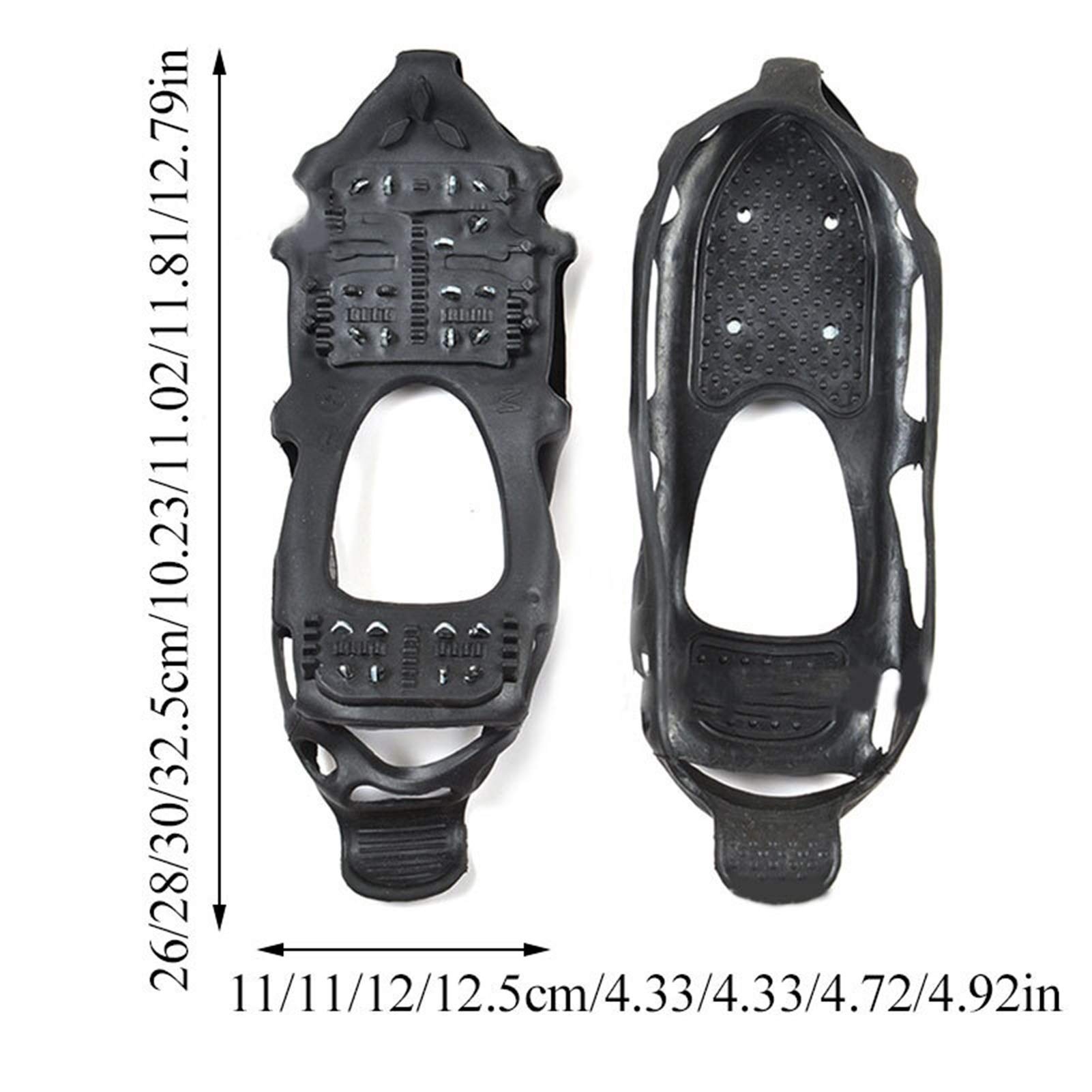 Schuhspikes 24 Bolzen Anti-Skid Schuhspikes Unisex Winter Klettern Anti-Rutscheiße Eisgreifer Spike Schnee und Eiskrämpfe S/M/L/XL Größen (Shoe Size : Black XL)