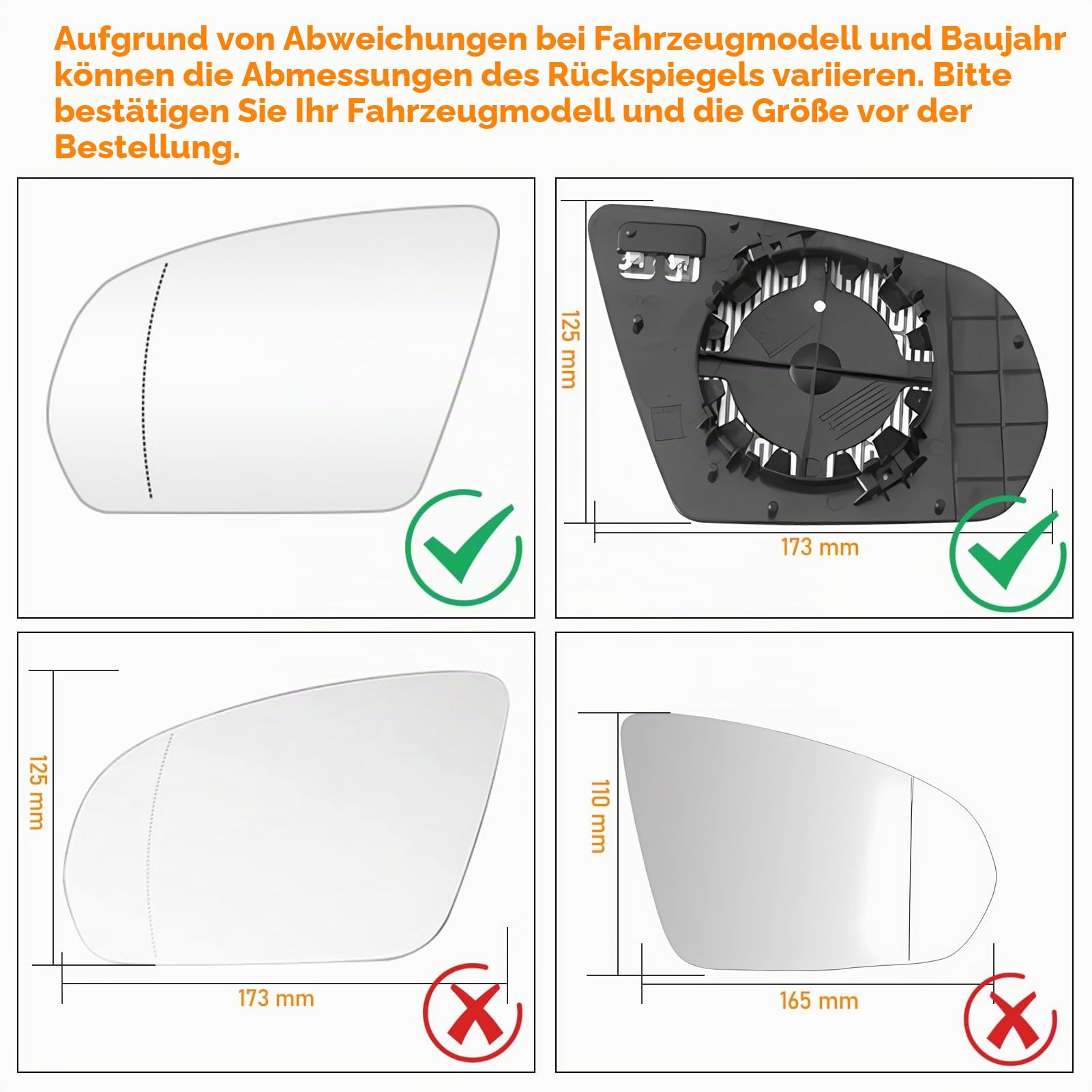 1PCS Ersatzspiegel Links Kompatibel mit mercedes-benz C Klasse W205 S205 C205 A205 Spiegelglas Beheizbar E Klasse W213 S213 / S Klasse V222 W222 X222 C217 A217 / GLC X253 C253