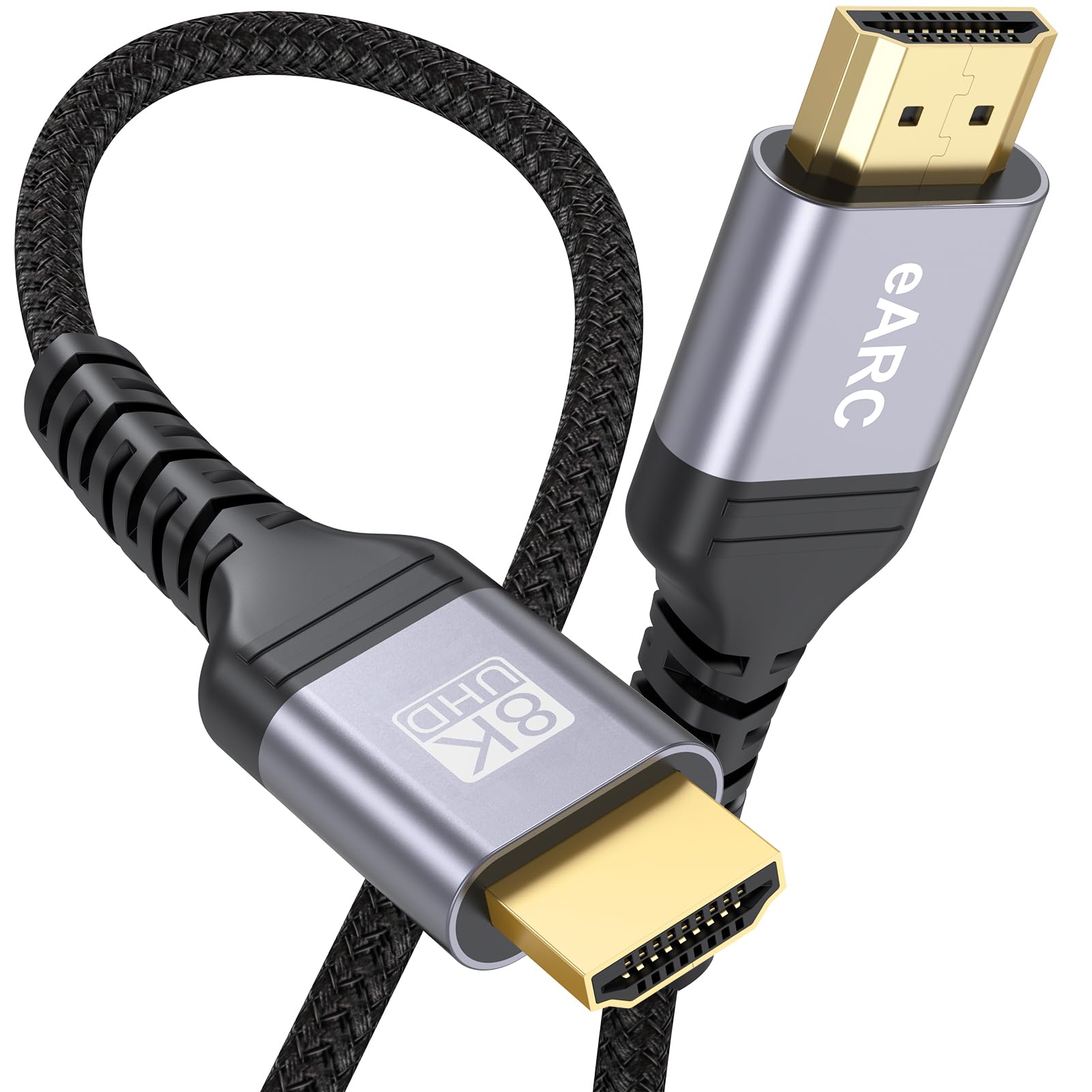 Cable HDMI 8K eARC de 6.6 pies, cable HDMI ARC/eARC de 48 Gbps de alta velocidad | Dolby Atmos - Cable HDMI 2.1 8K @60Hz, 4K @120Hz HDR10+ 3D HDCP2.2&2.3 para Vizio Sono Samsung Bose Soundbar TV
