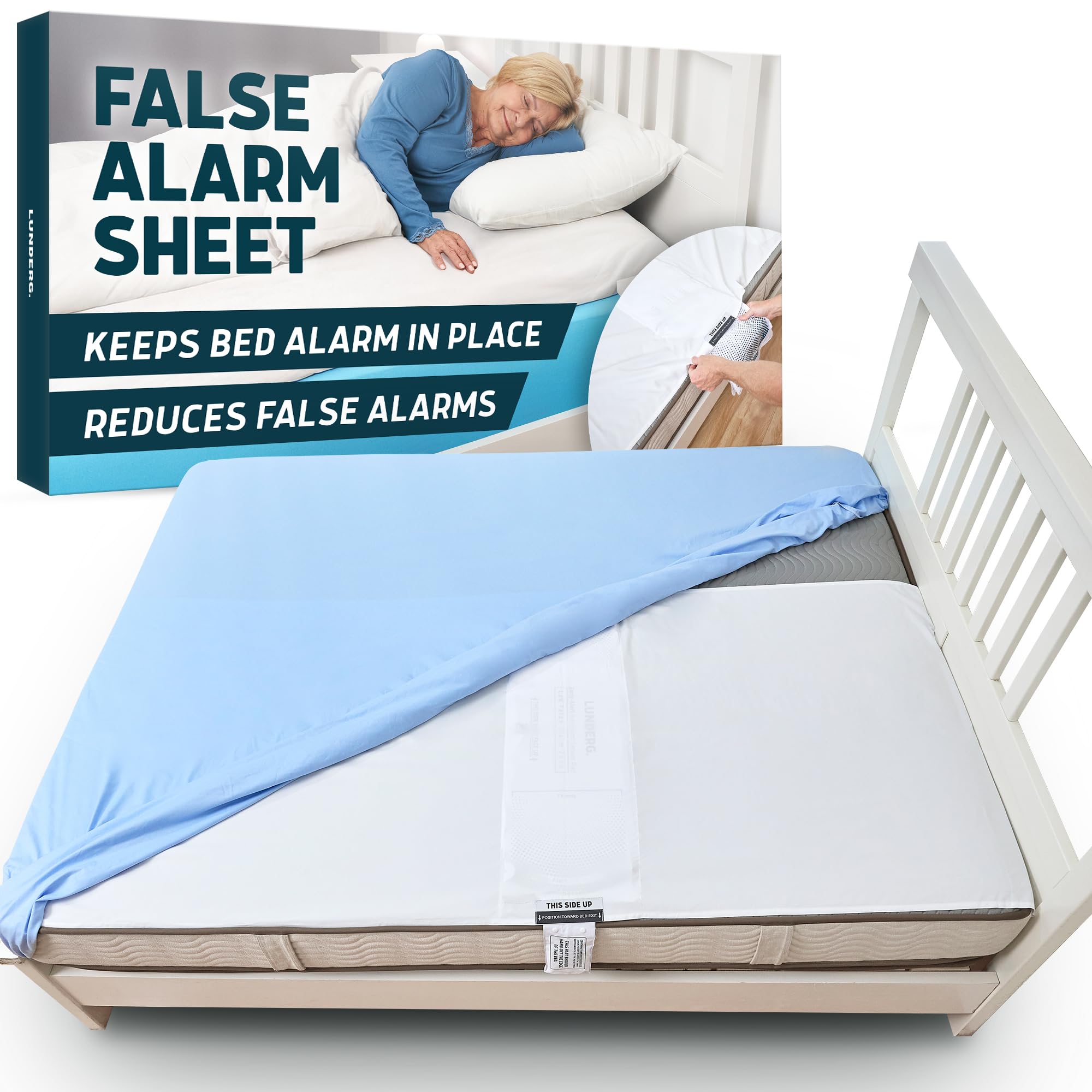 Compatible with Lunderg Early-Alert & Basic Bed Alarms Sensor Pads - Reduce False Alerts & Prevents Sensor Pad Movement Lunderg False Alarm Reduction Sheet - Easy to Use & Soft Fabric