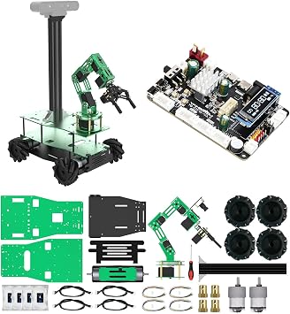 Yahboom Remote Control Chassis Car Chassis 6DOF Robot Arm 80mm Mac-Am Wheel Frame UNO Raspberry Pi Jetson Nano DIY Robot Car, Yahboom Robot Expansion Board V3.0 with STM32F103RCT6, Platform for