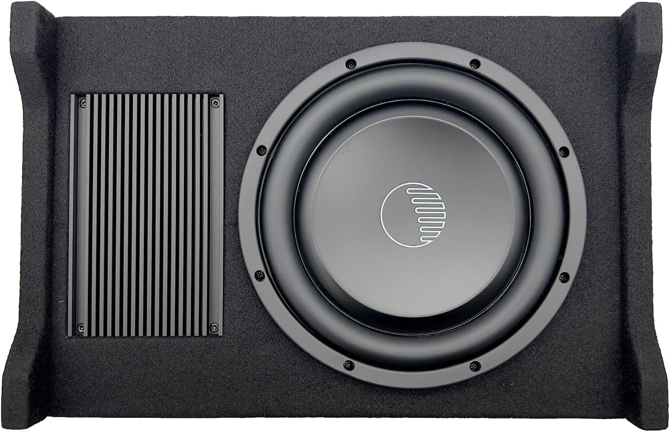 ORION Cobalt CPE100 10” 1600W Max Active Down-Firing Subwoofer Thin Enclosure with Built-in Amplifier – Slim Loaded Sub for Tight Spaces in Cars and Trucks, Air-Tight Sealed Shallow Mount Enclosure