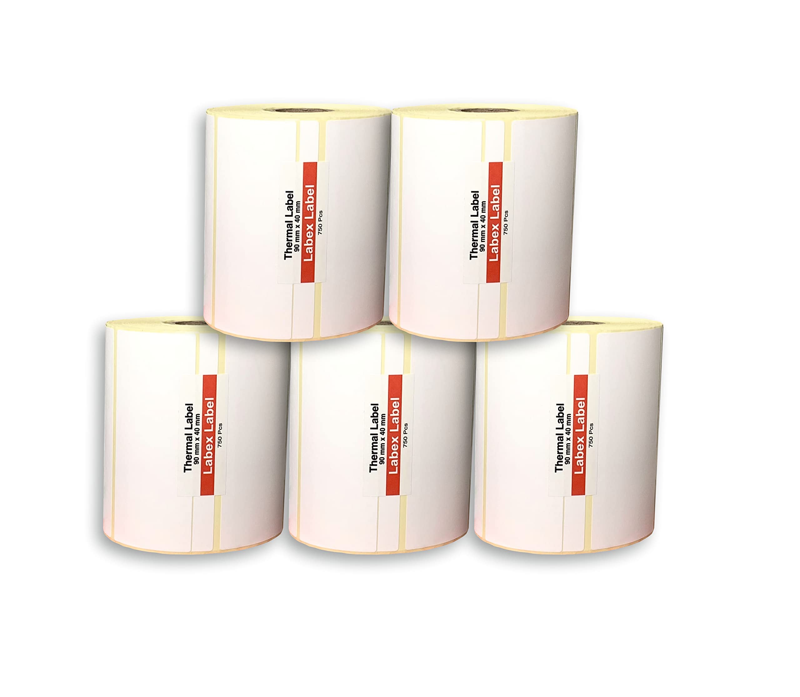 Etichette termiche 90x40 mm su rotolo – Rotoli Etichette Spedizione Confezione Risparmio – 5 rotoli 5000 etichette – Senza nastro – TSC Godex compatibili – Labex Label