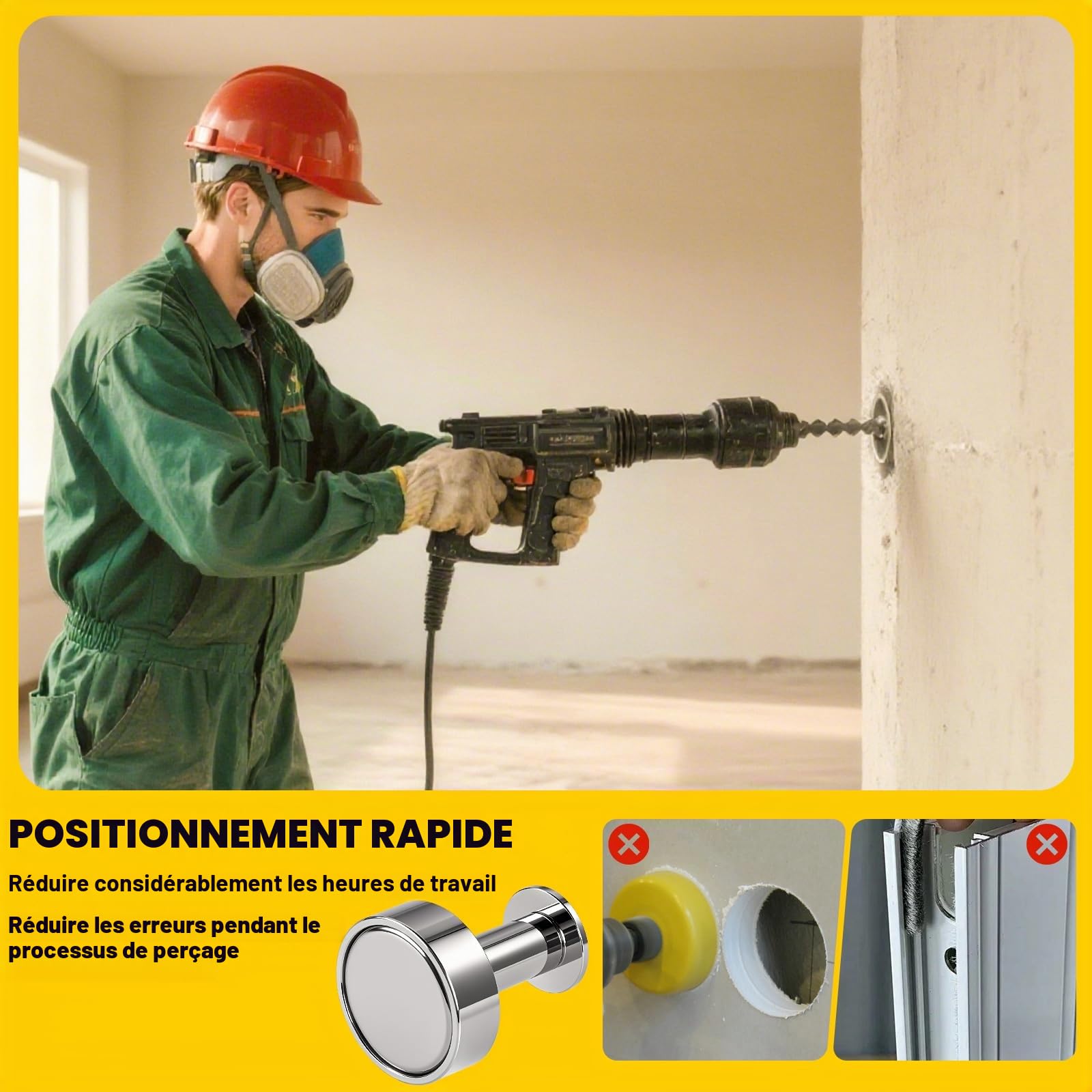 Aimant Neodyme Puissant pour Détection de Rail Placo, Aimant pour Placo Puissant Detecteur de Rail et Montant dans Cloison, Outil Ideal pour Gypsum Board Installers, Electricians, Plumbers, etc.
