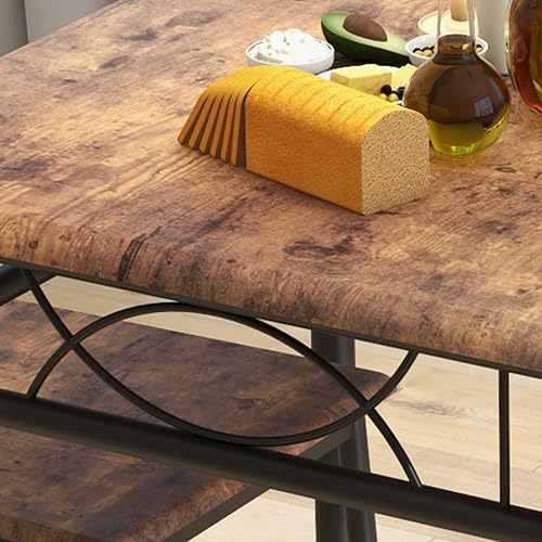 Miniatura 7 de kicthen - Juego de 2 muebles de mesa rectangulares de 3 piezas para cocina, comedor, comedor, color marrón rústico