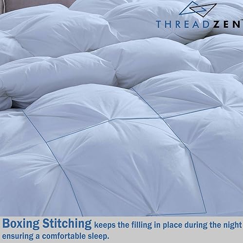 Miniatura 3 de Lujoso edredón de plumón alternativo para todas las estaciones, tamaño Queen de 90 x 90 pulgadas, 1 pieza con 4 pestañas, relleno de edredón ligero