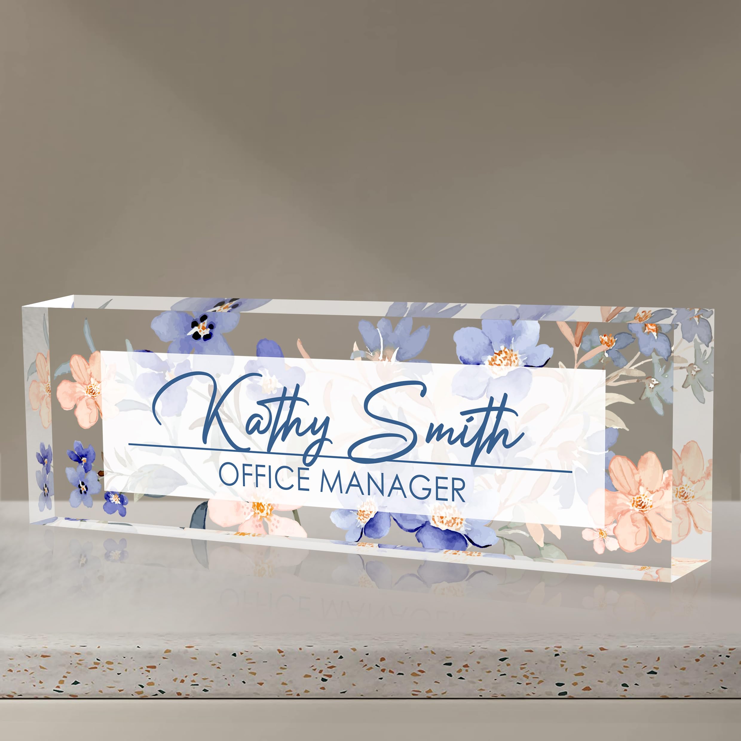 Personalized Name Plate for Desk, Custom Desk Name Plate, Acrylic Name Plate Office Desk Accessories, Personalized Office Gifts for Coworkers Teachers