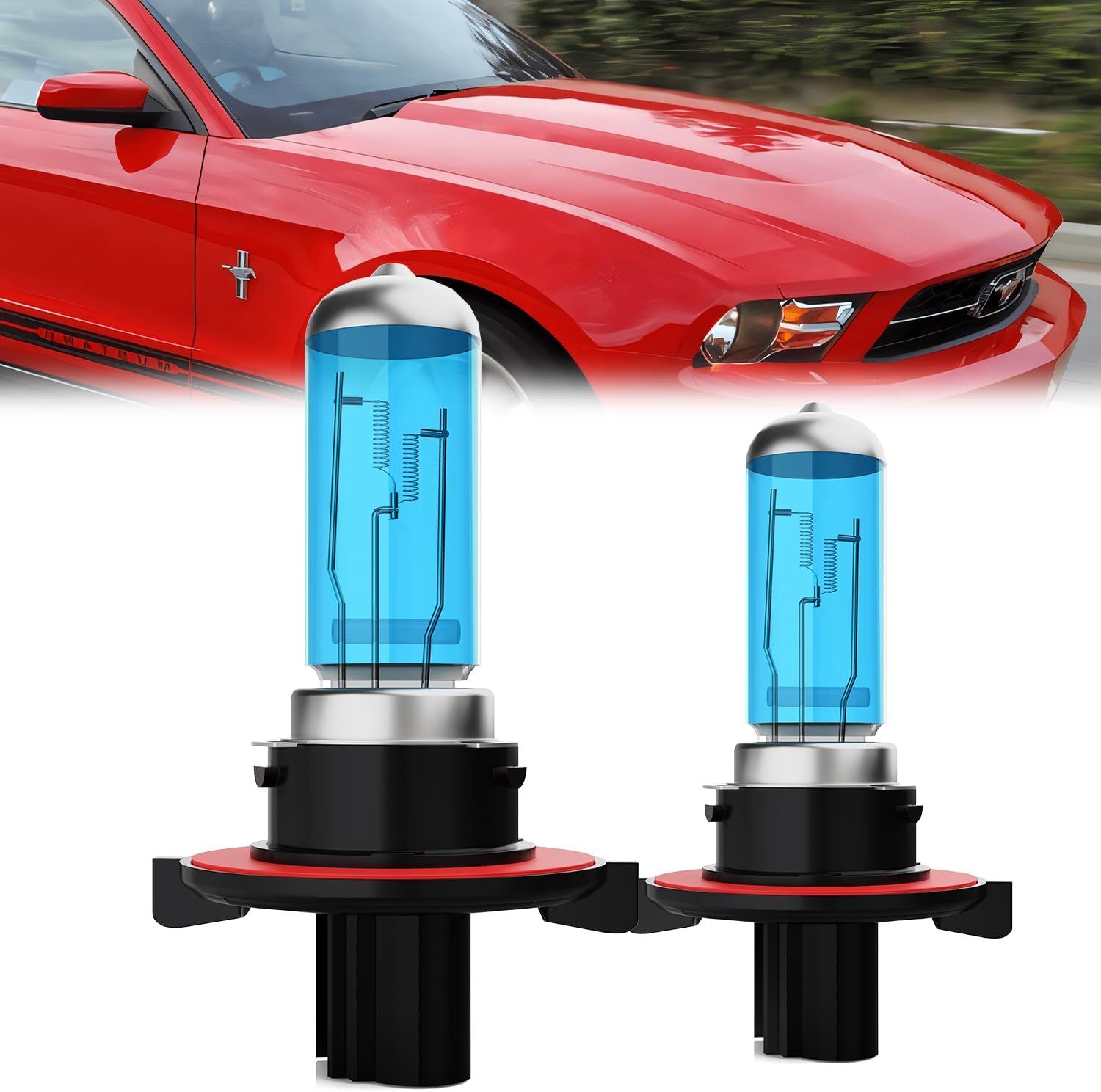 Headlight Bulbs Compatible With Ford Mustang 1994-2004, 9007 High Low Beam + 880 Fog Lights Halogen Light Bulb Combo, Super Bright 6000K White, Plug and Play, Pack of 4