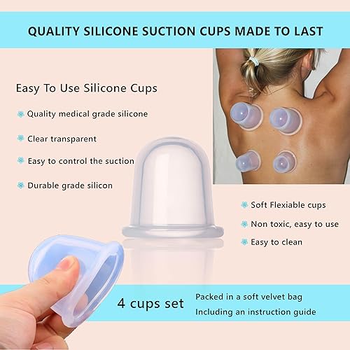 Miniatura 4 de Juego de terapia de ventosas para atletas - Kit de ventosas de silicona para masajes - Alivio del dolor, relajación muscular y reducción de la