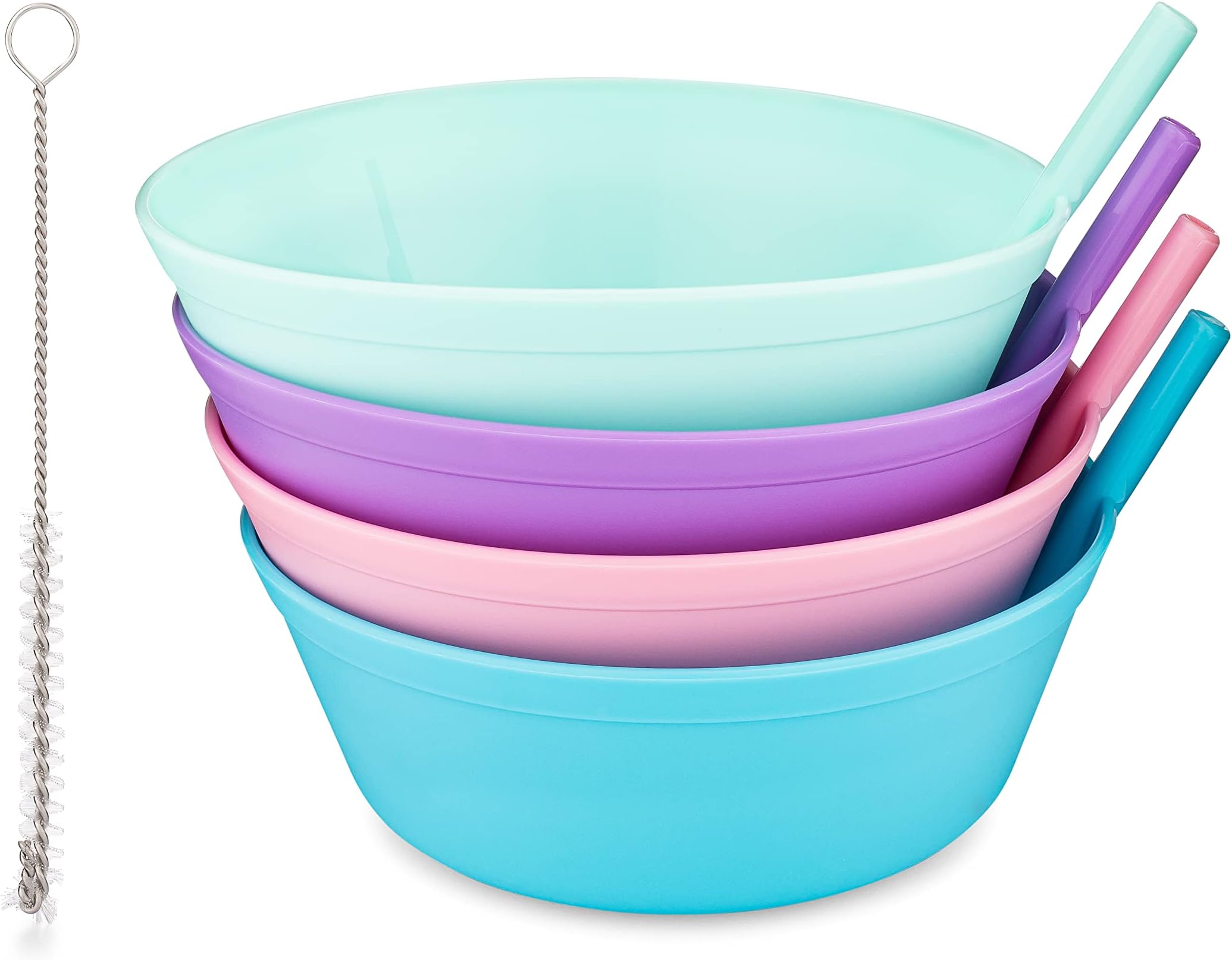 Klickpick Home Soup Cereal Bowls with Straws Set of 8