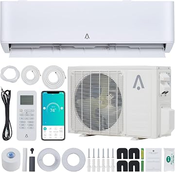 Split Air Conditioner, 18,000 BTU Mini AC Split-System, 23 SEER2 Ductless Air Conditioner Cools Room Up to 1250 Sq. Ft, w/Pre-Charged Condenser, WiFi Enabled, Complete Installation Kit, White
